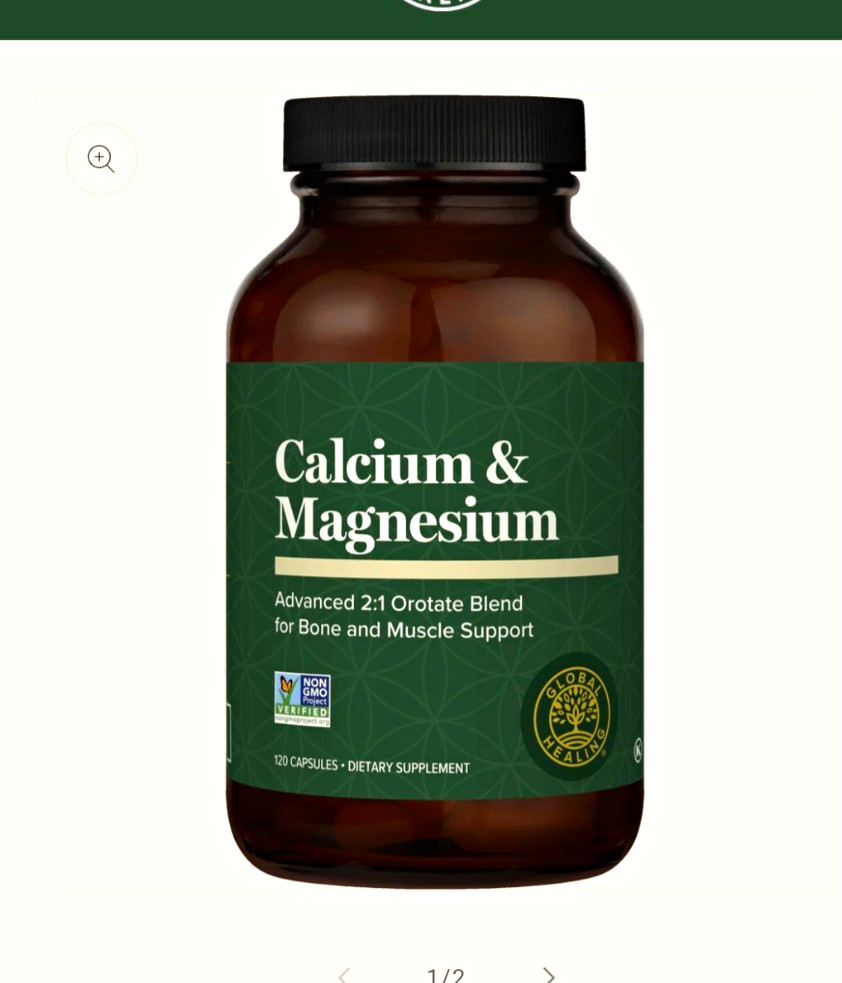 Global Healing Calcium & Magnesium 2:1 Orotate Blend Bone Support 120 Caps