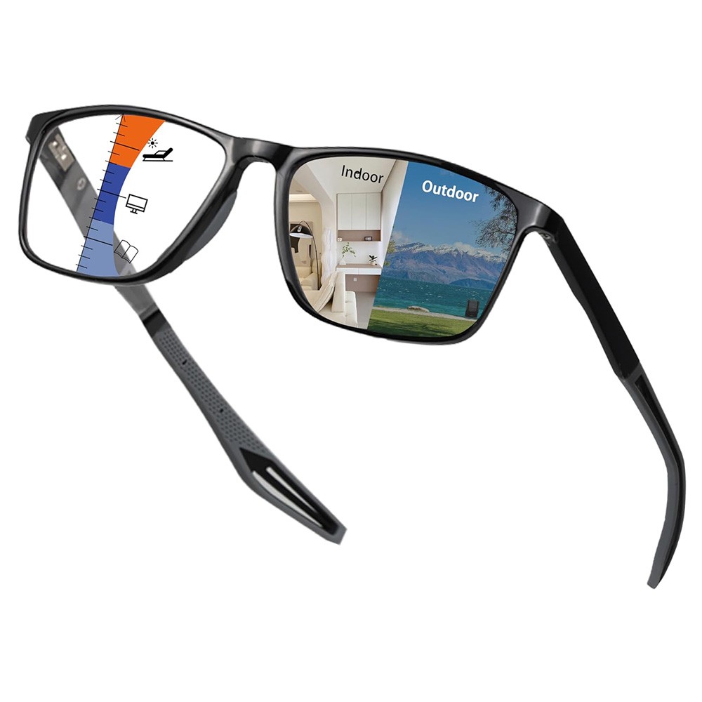 Photochromic Multifocal Reading Glasses Spring Hinge Transition Sunglasses TR90