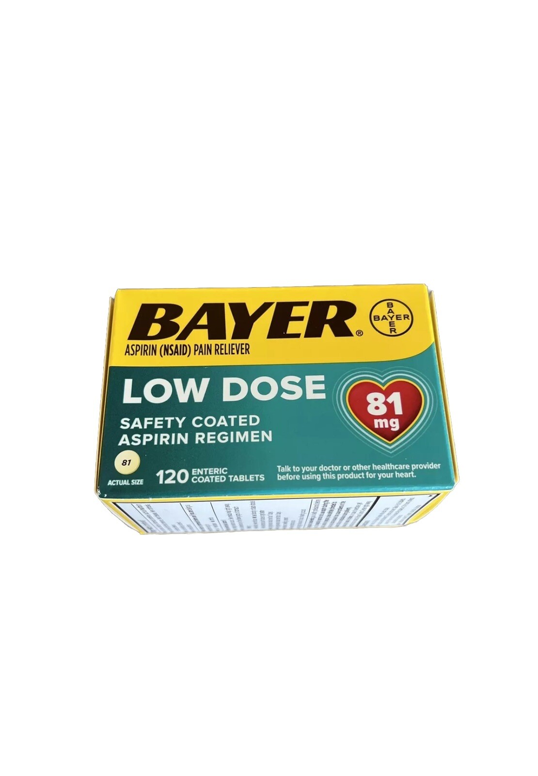 Bayer Aspirin Regimen 81mg Low Dose 120 Coated Tablets | Exp 01/2025 Sealed
