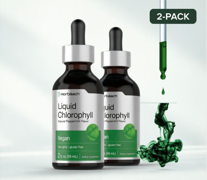 Horbaach Liquid Chlorophyll 2-Pack Peppermint Flavor 4oz Vegan Detox Supplement