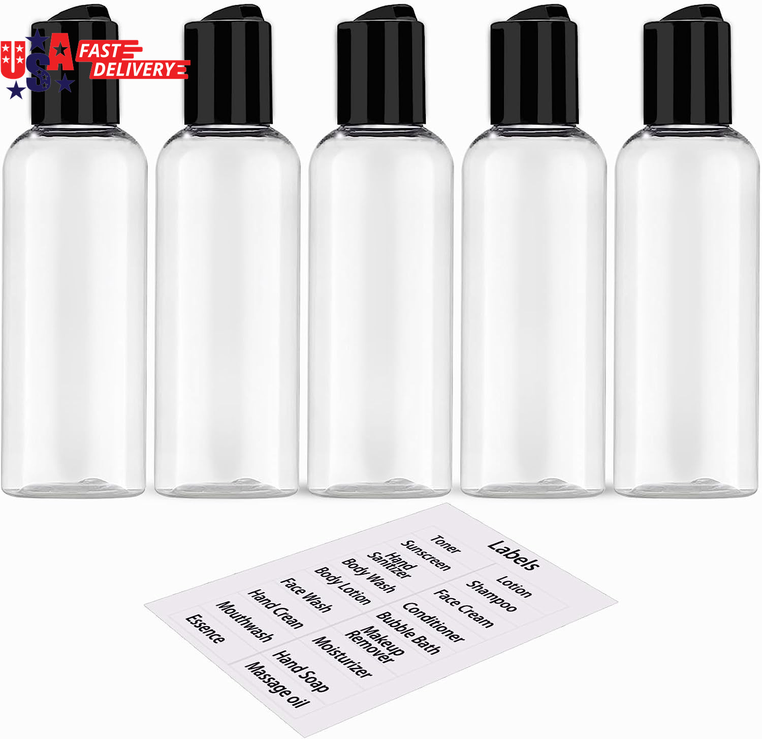 5 Pack 3.4 Oz Travel Bottles for Toiletries TSA Approved Leakproof Plastic Empty
