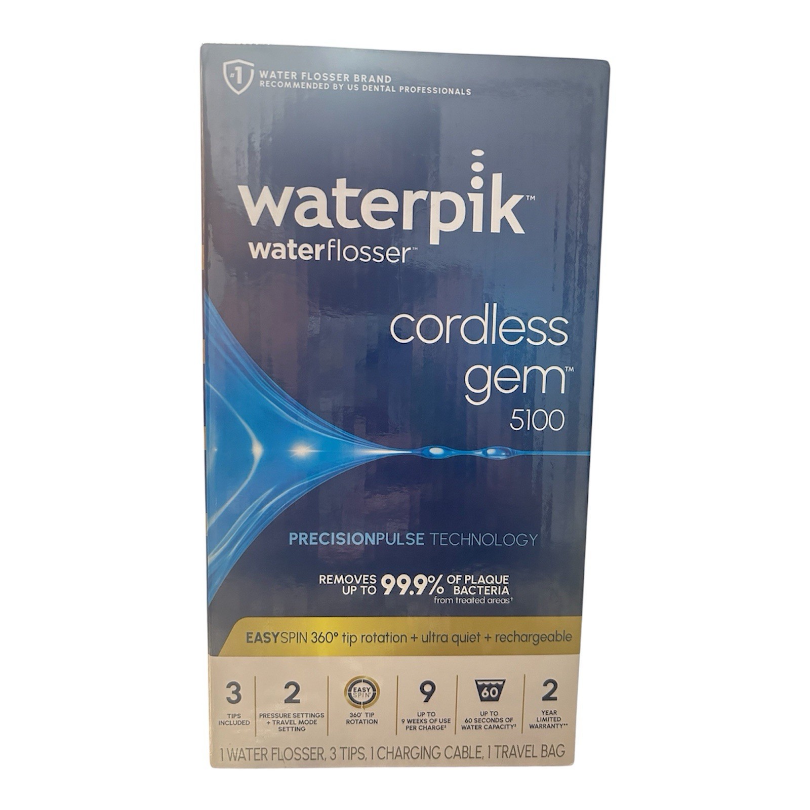 Waterpik Cordless Gem 5100 Water Flosser Portable Rechargeable White WF-13 White