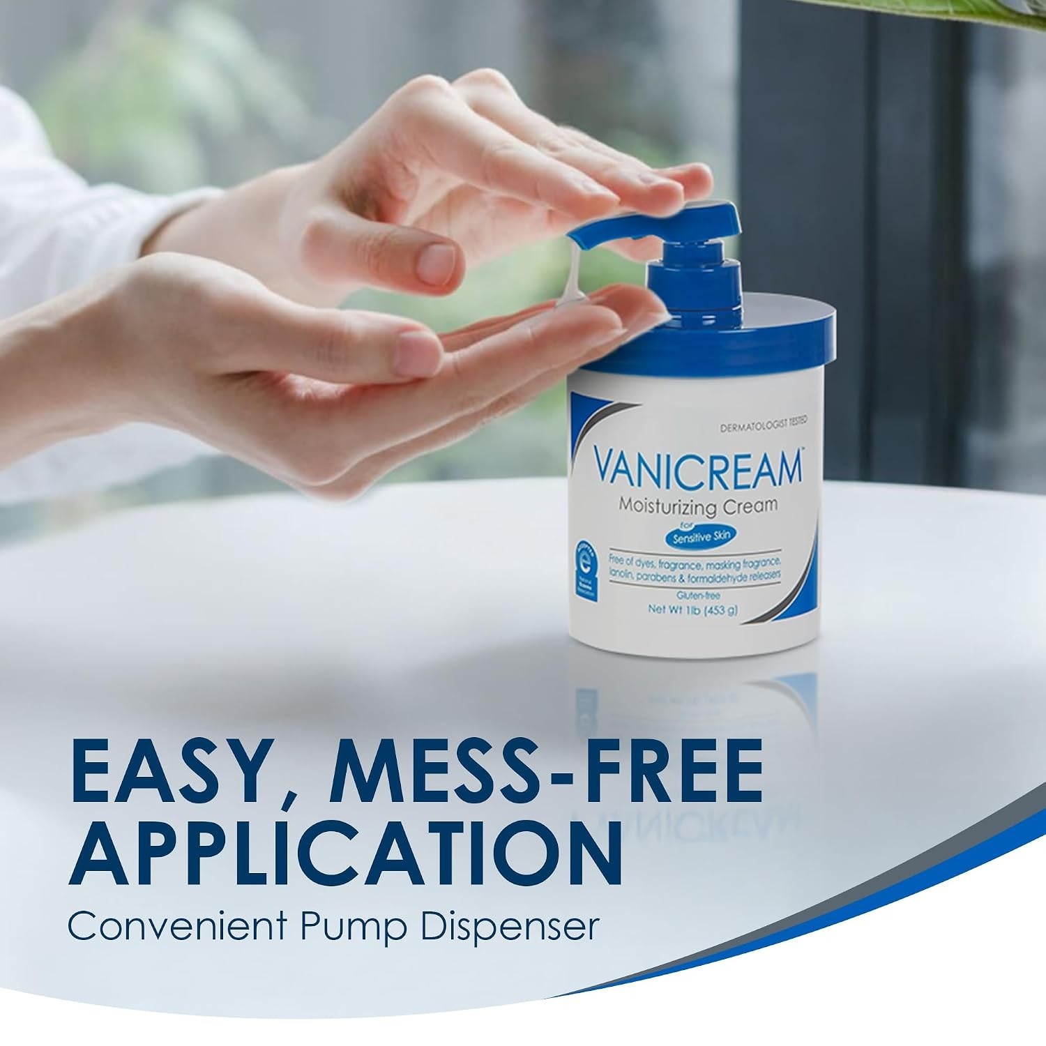 Vanicream 16 Oz Moisturizing Cream with Pump – Fragrance-Free for Sensitive Skin