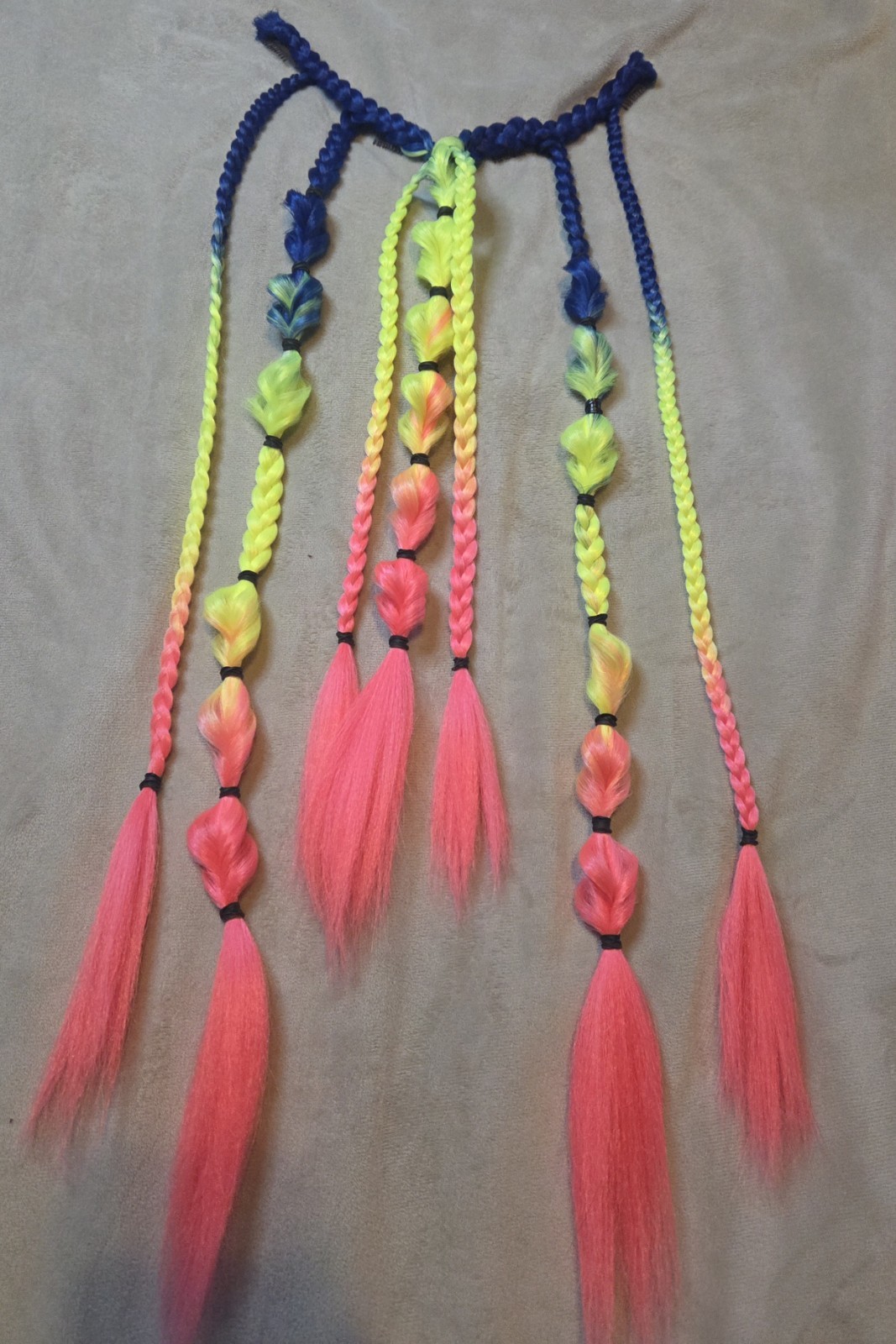 Rainbow CLIP IN braided hair piece | *festival rave game day school spirit