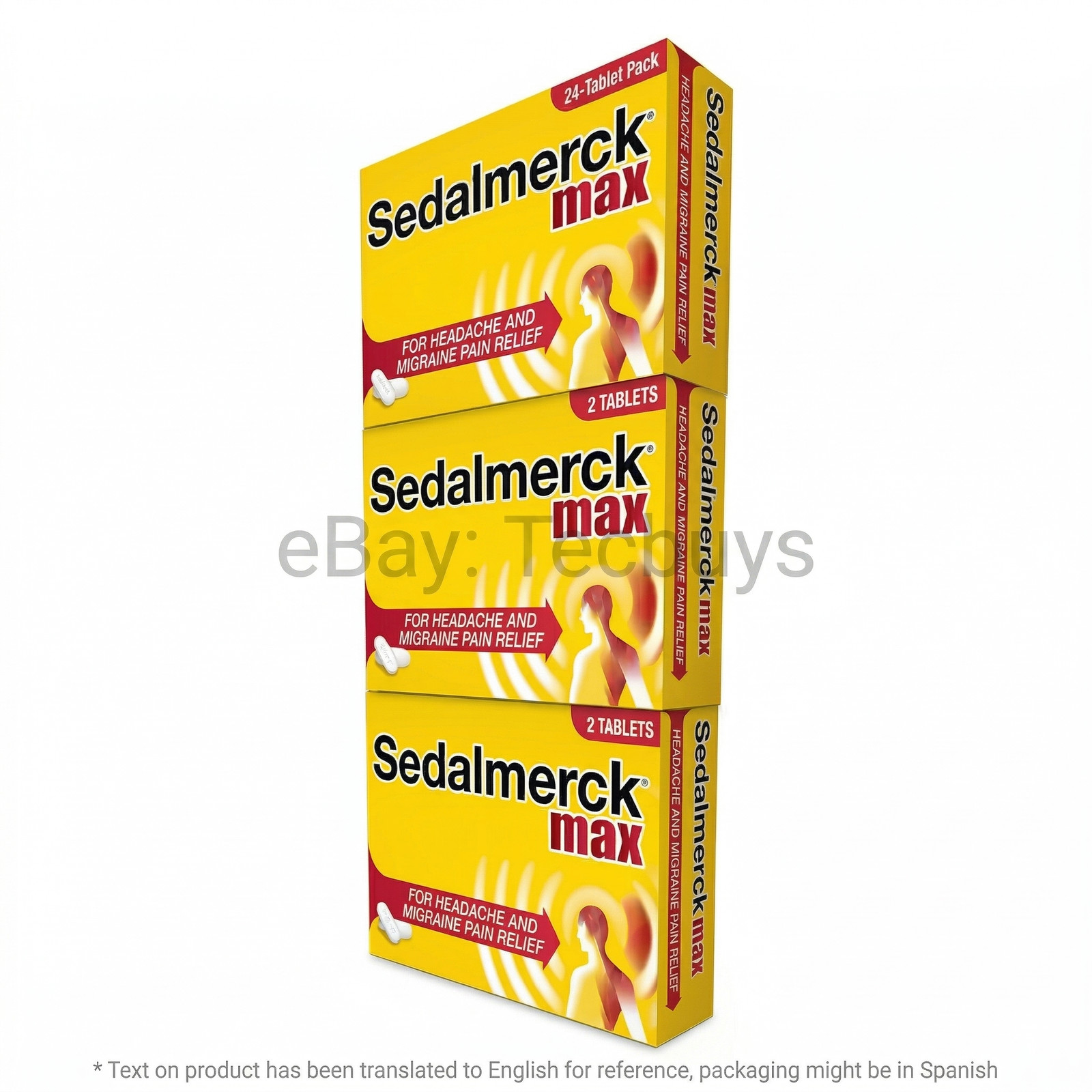 72ct SEDALMERCK MAX Pain Reducer Dolor (3 Boxes w/24 Tablets) FAST USA Shipping