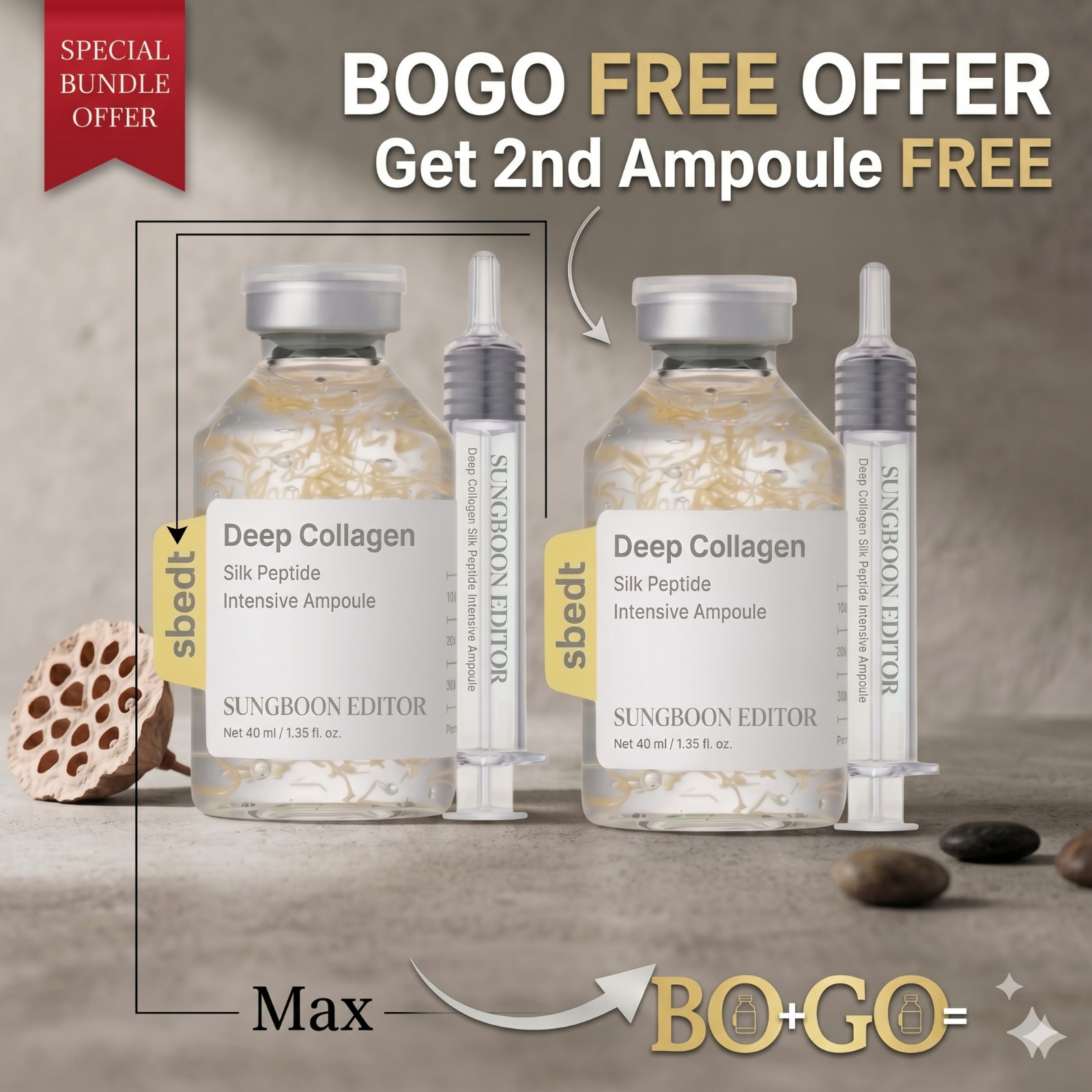 BOGO Collagen Silk Peptide Korean Beauty Anti-Aging Serum Skin SUNGBOON