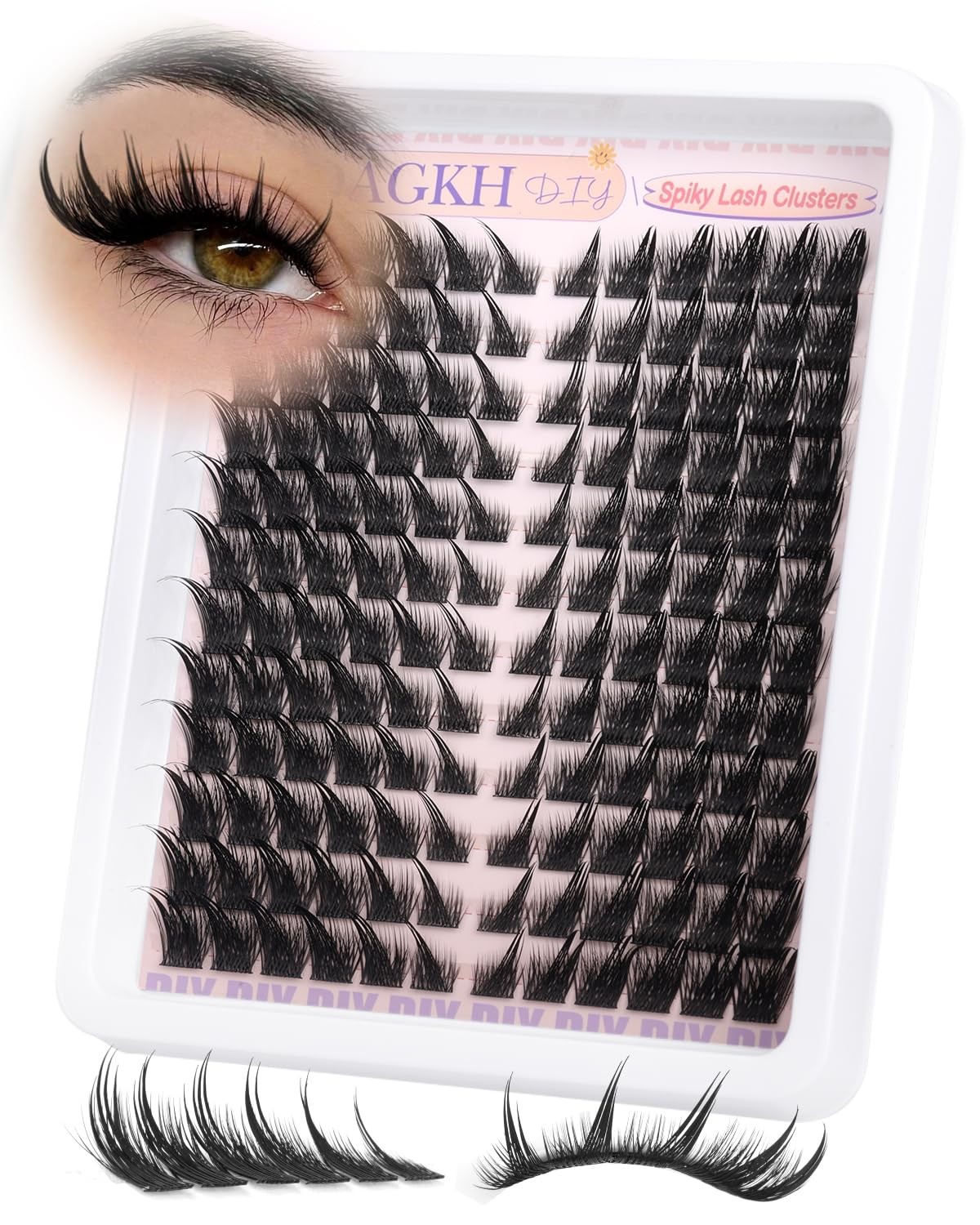 YDAGKH Lash Clusters Fox Eye Spikes Eyelash 144 count (Pack of 1), Black