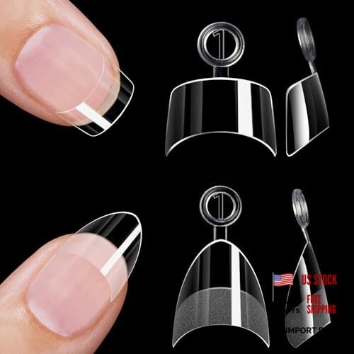 480Pcs Extra Short Half Cover Almond &Tapered Square Nail Tips Gel x Clear