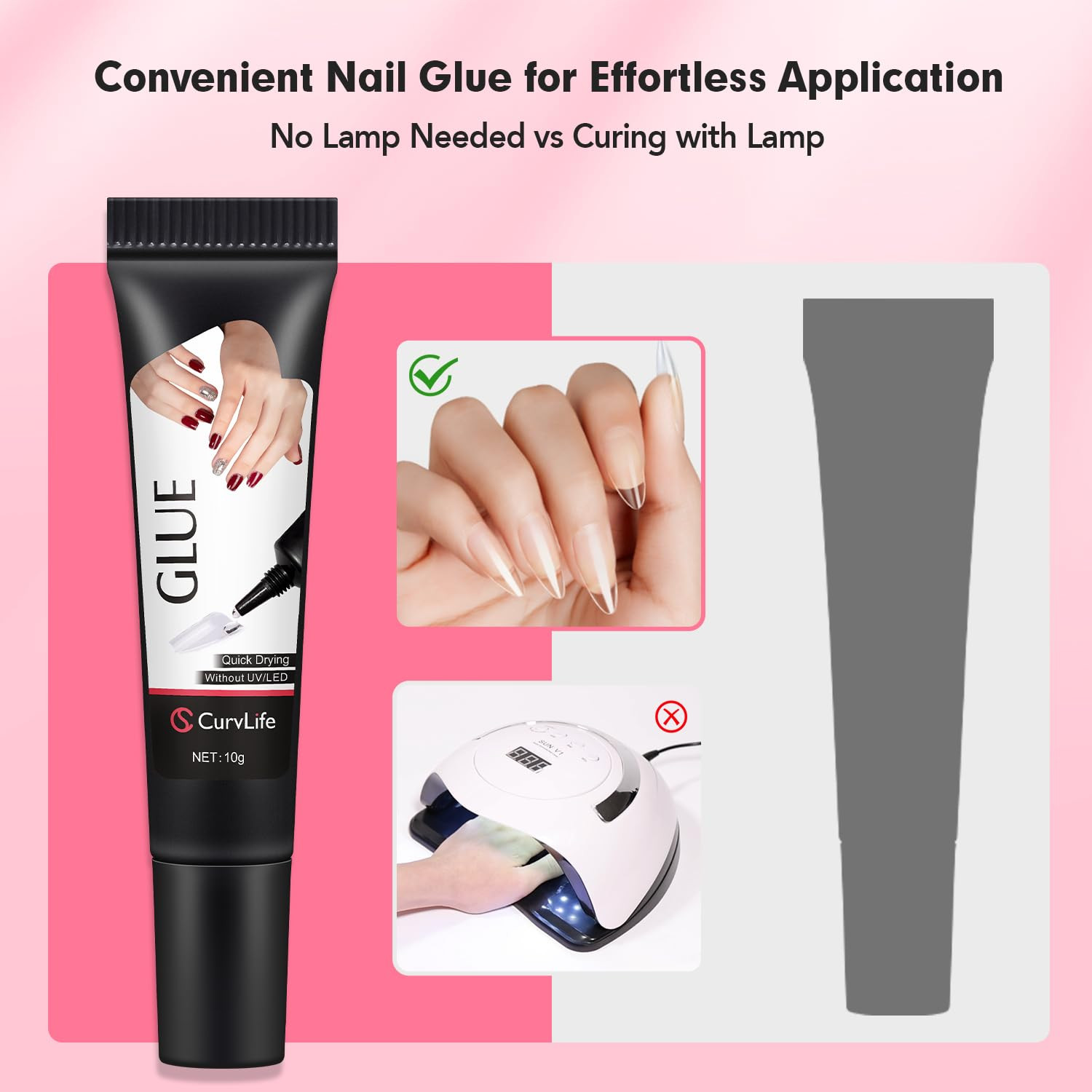 Newly Upgraded Quick Drying 10G Semi Solid Nail Glue with 10Ml Remover for Press