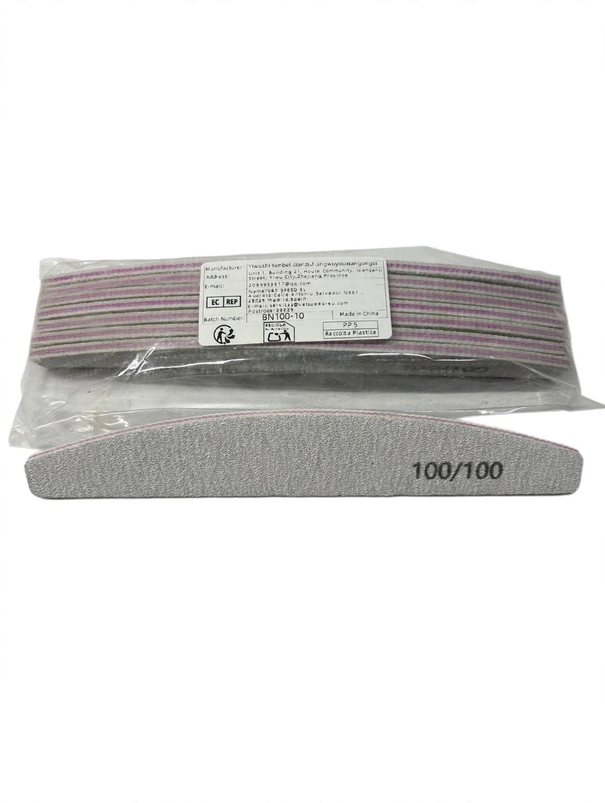 8 Pcs Professional Nail File 100/100/ Half Moon Emery Board