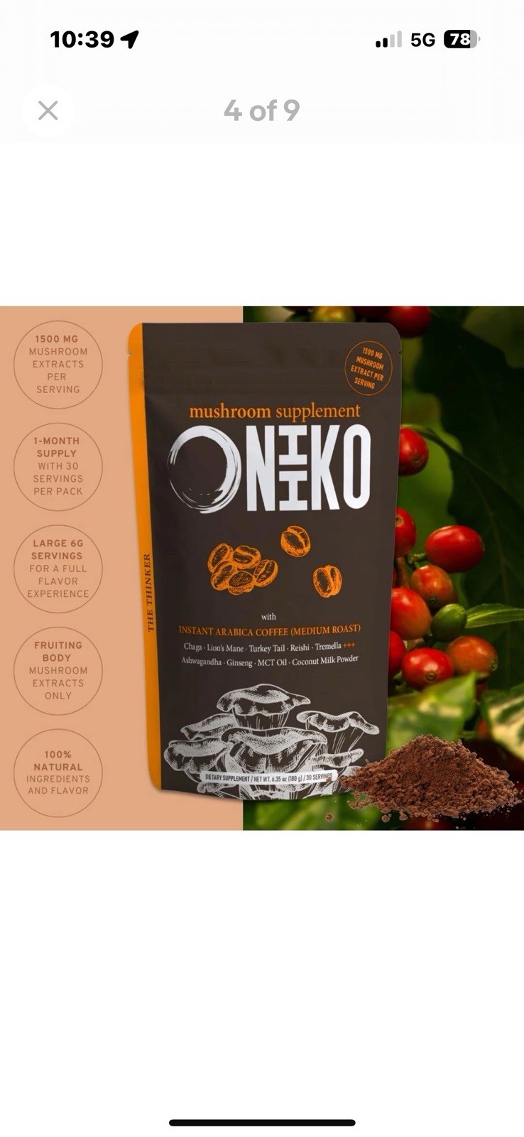 Mushroom Coffee with Ginseng, Ashwagandha and MCT Oil for Energy, Focus and C…