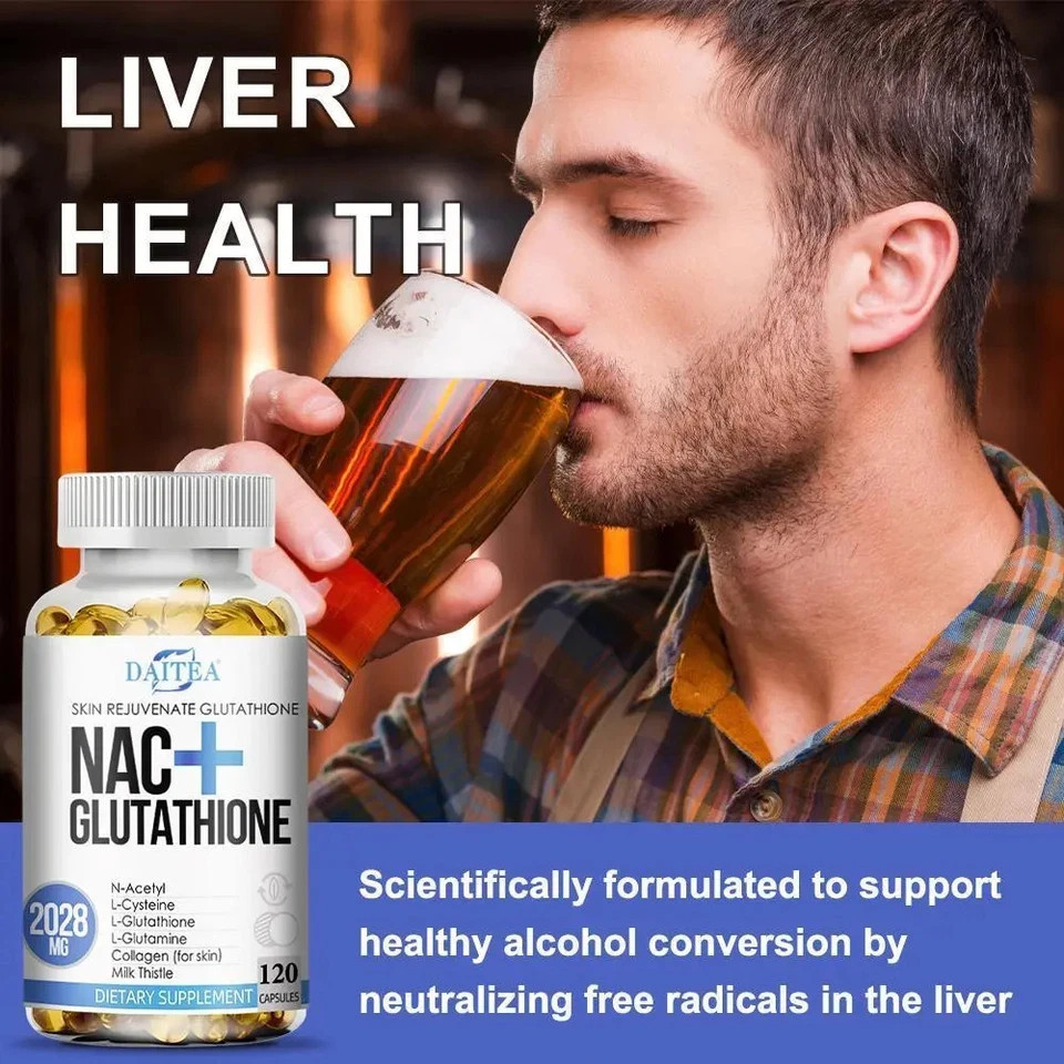 Daitea NAC + Glutathione 2028mg, 120 Capsules for Liver & Skin Health