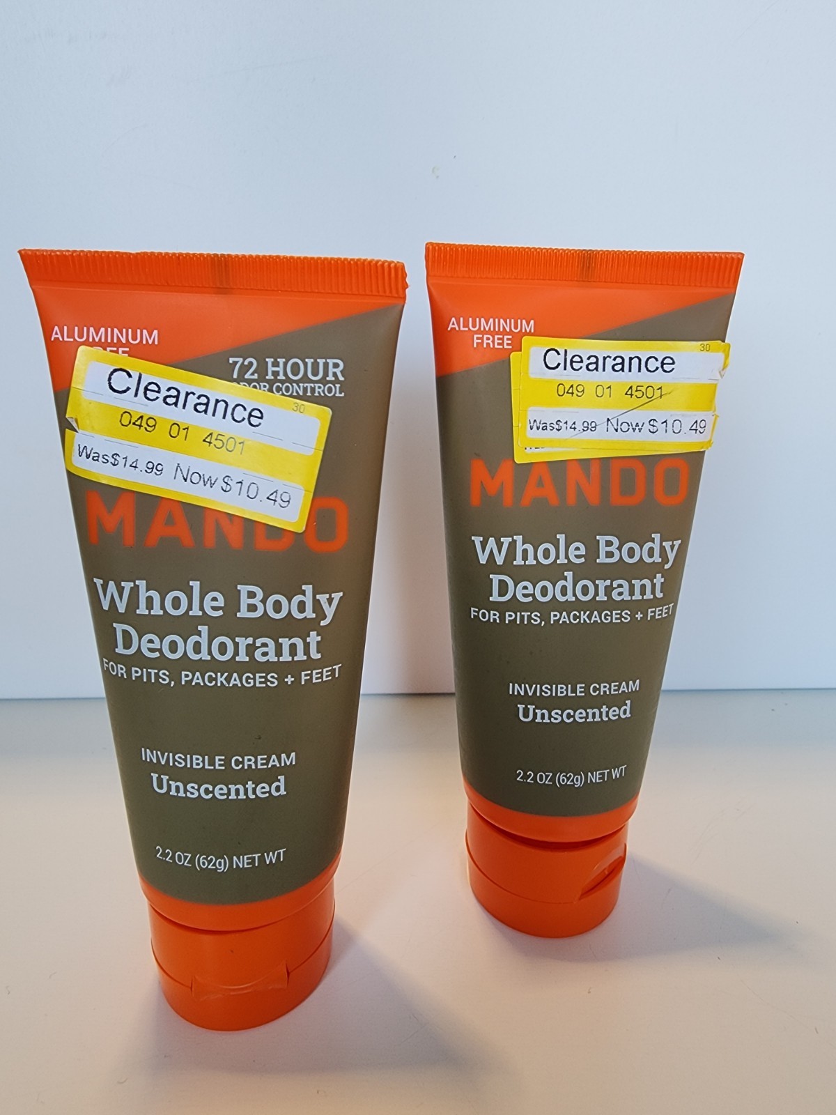 2 Pack Of New Mando Unscented Whole Body Deodorant Invisible Cream 2.2oz