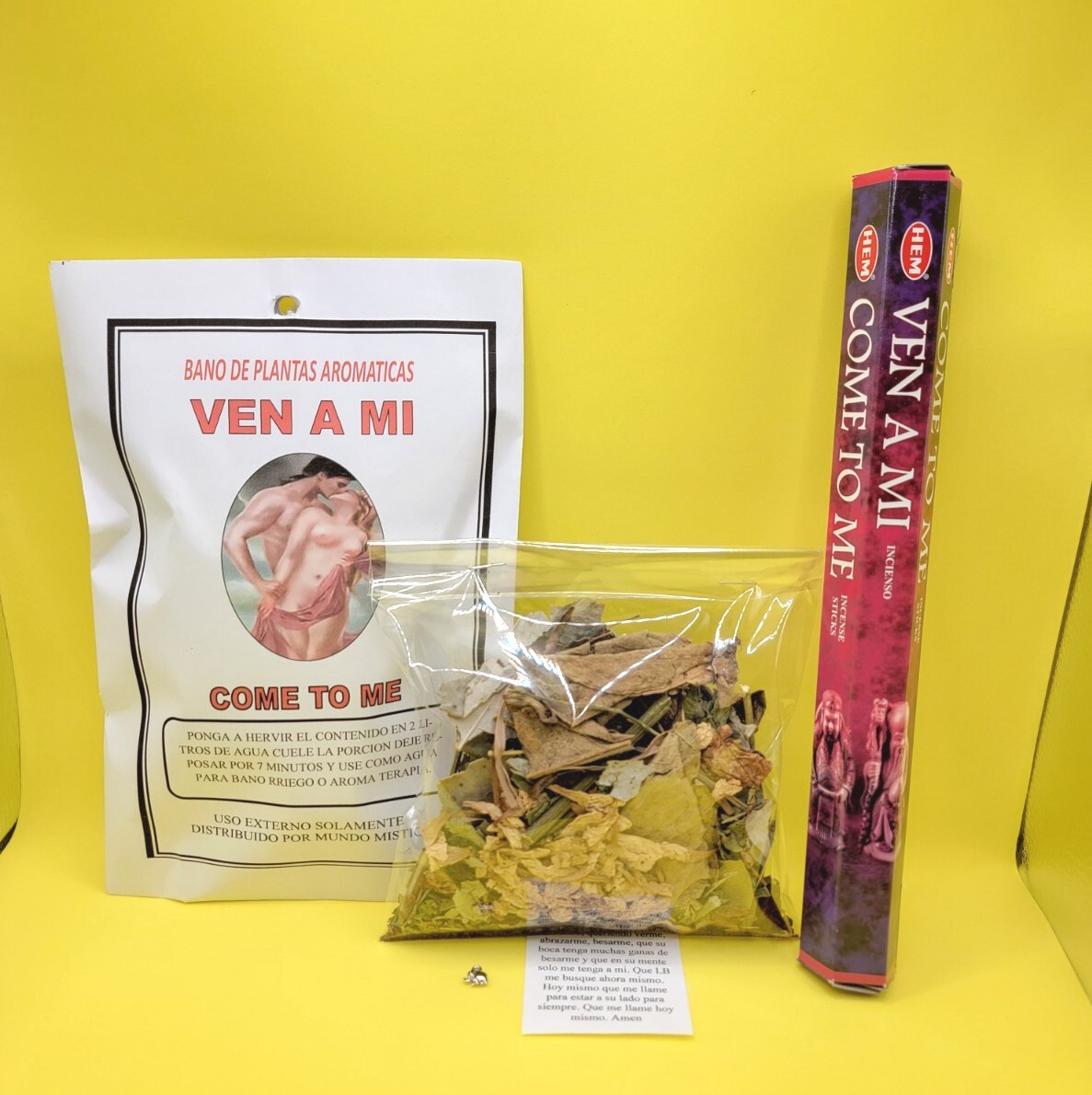 VEN A MI/ATRAE AMOR BAÑO DE HIERBAS INCENSO,AMULETO,ORACION,INSTRUCCIONES INCLU