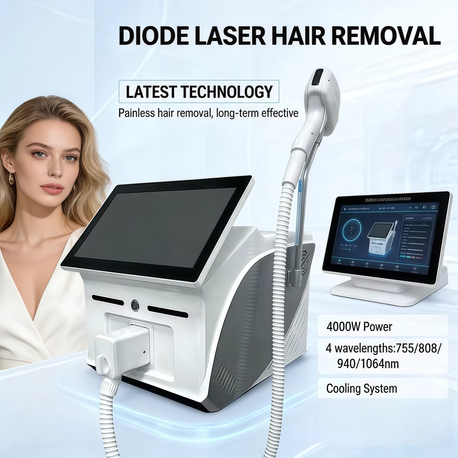 Professional 4-wavelength diode laser hair removal device CE certification