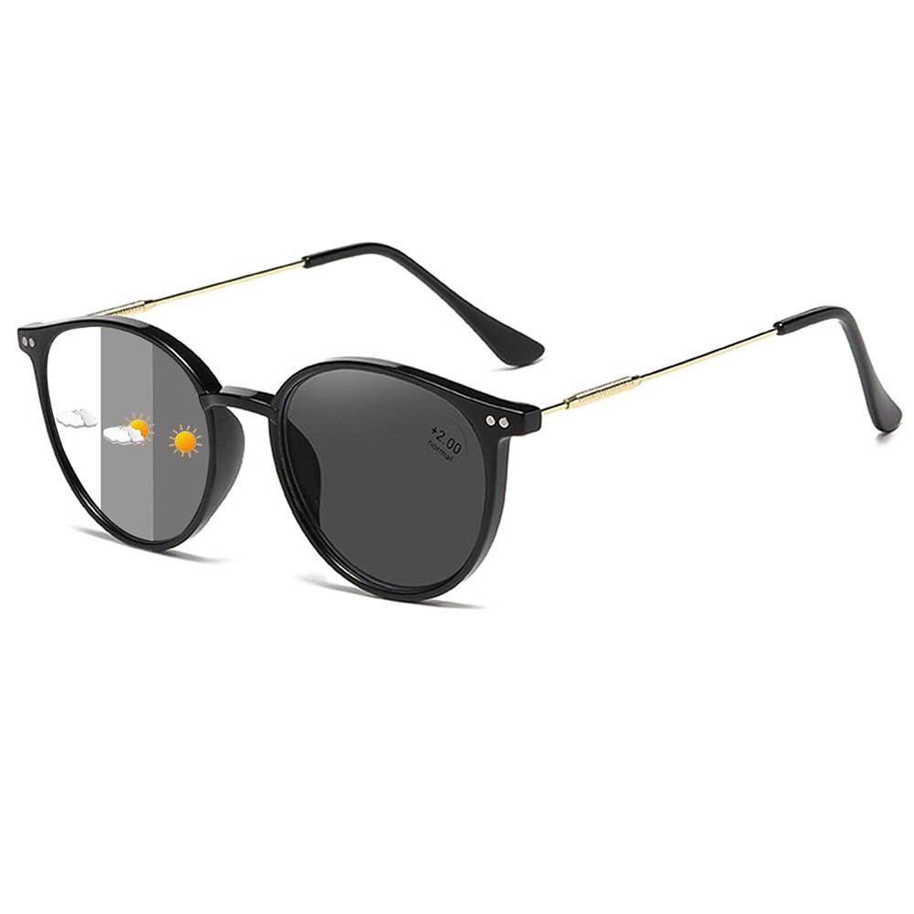 Photochromic Reading Glasses Round Readers Anti Blue Light Presbyopic Eyeglasses