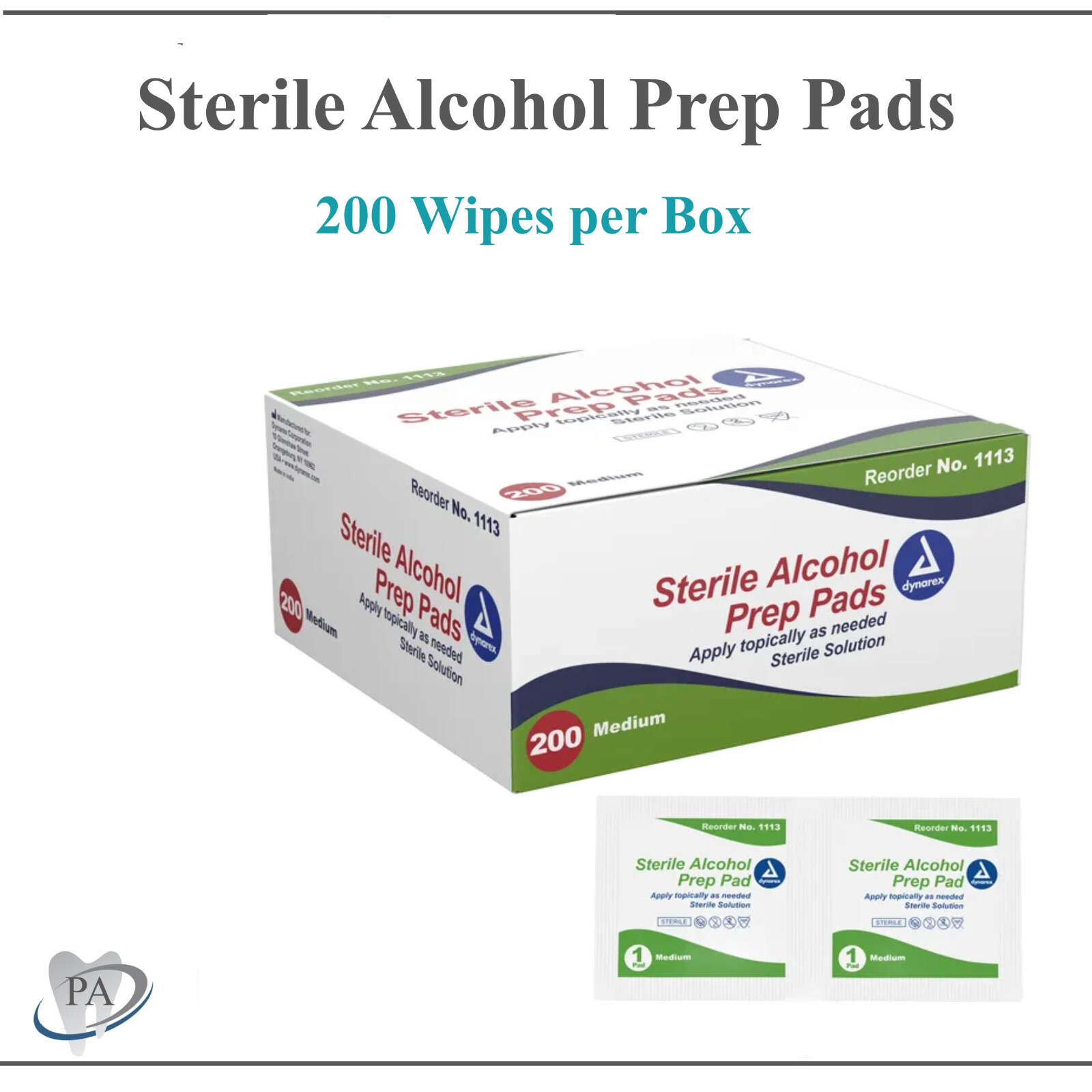 DYNAREX ALCOHOL PREP PADS MEDIUM SWABS WIPES 200/BX BRAND NEW!!! #1113