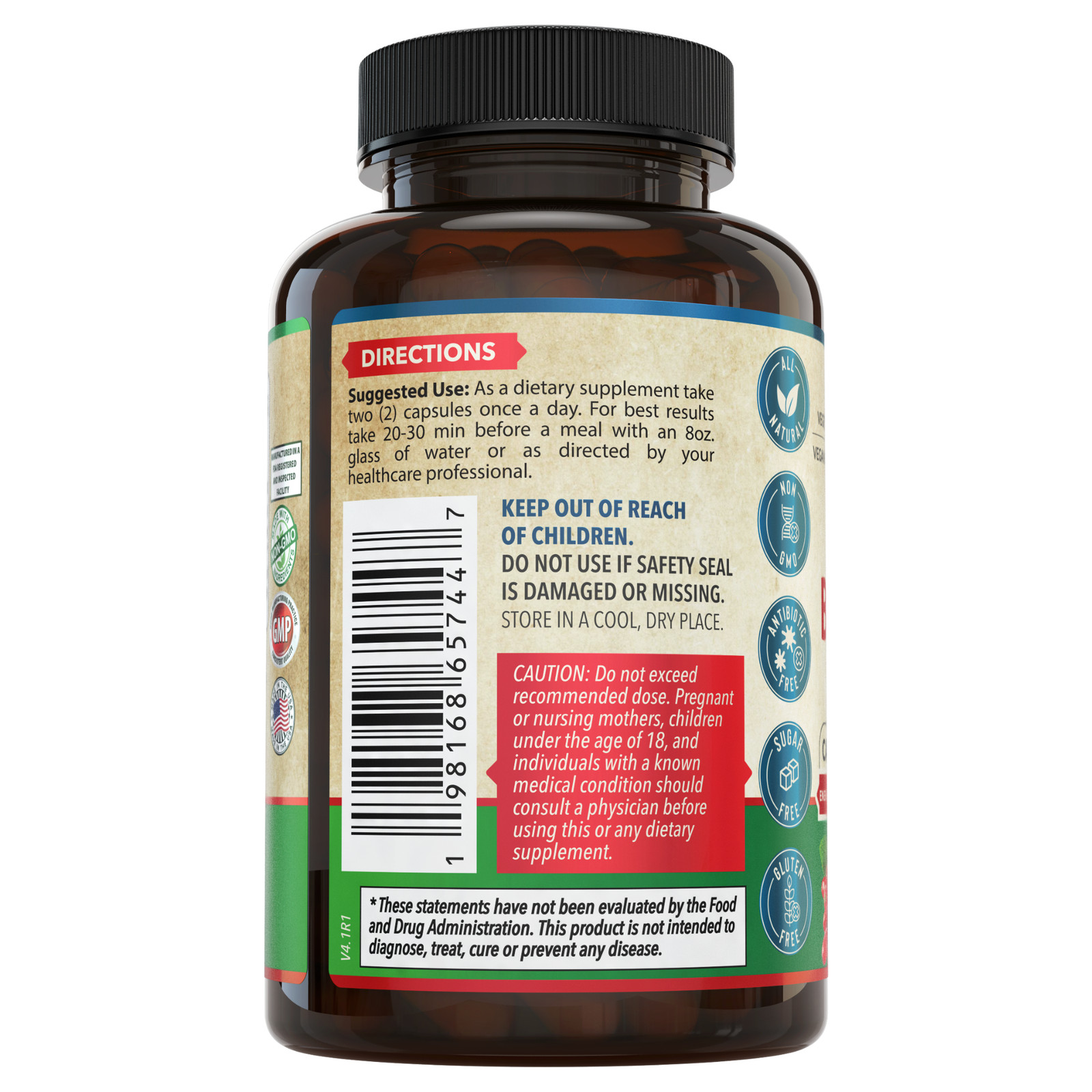 1200mg Berberine Herbal Supplement 30 Day Supply. USA Made.