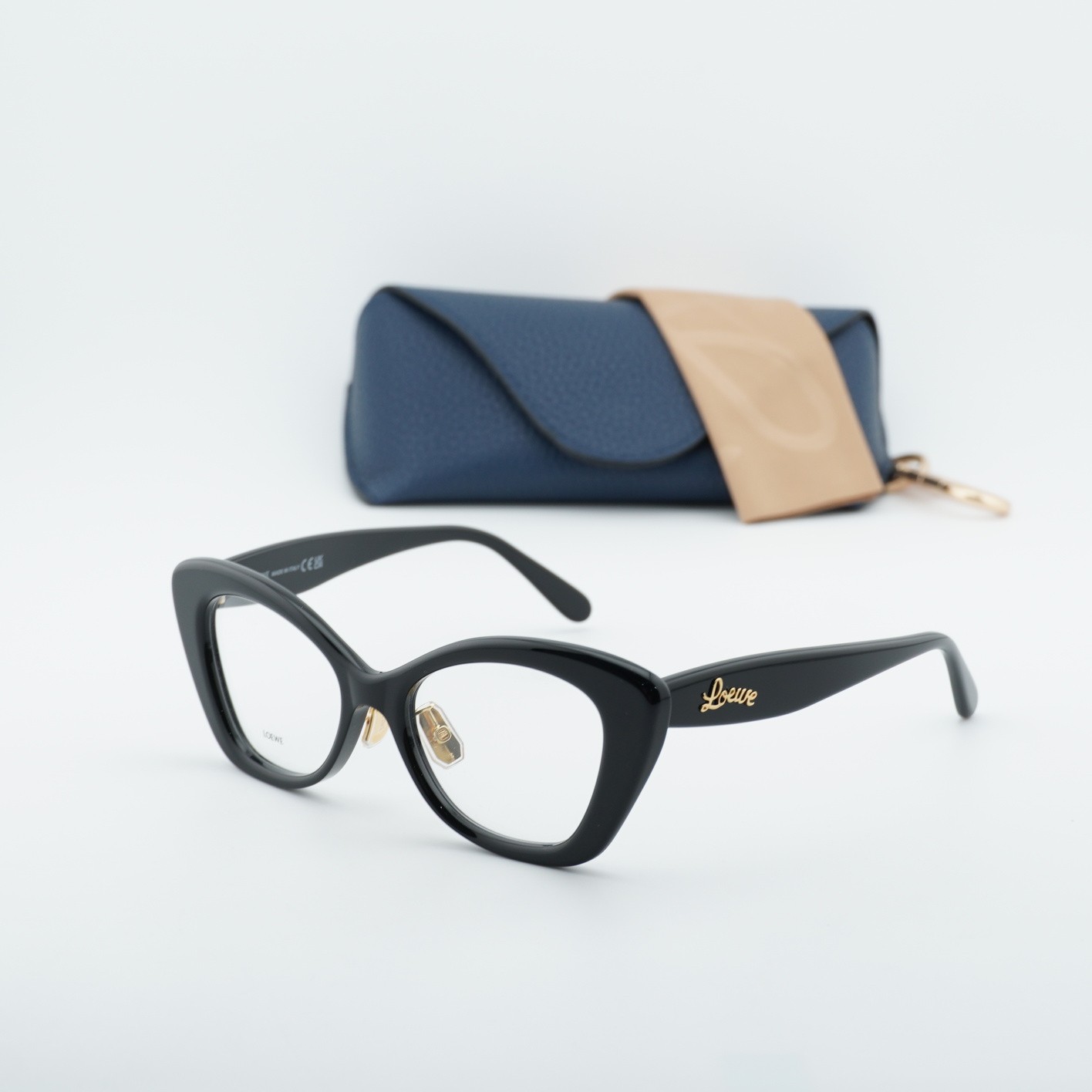 Loewe LW50067F 001 Shiny Black 52mm Eyeglasses New Authentic