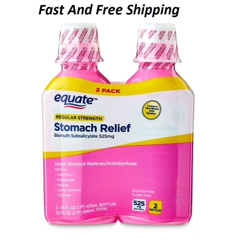 Equate Upset Stomach Relief Bismuth Liquid, Regular Strength, 16 fl oz, 2 Pack