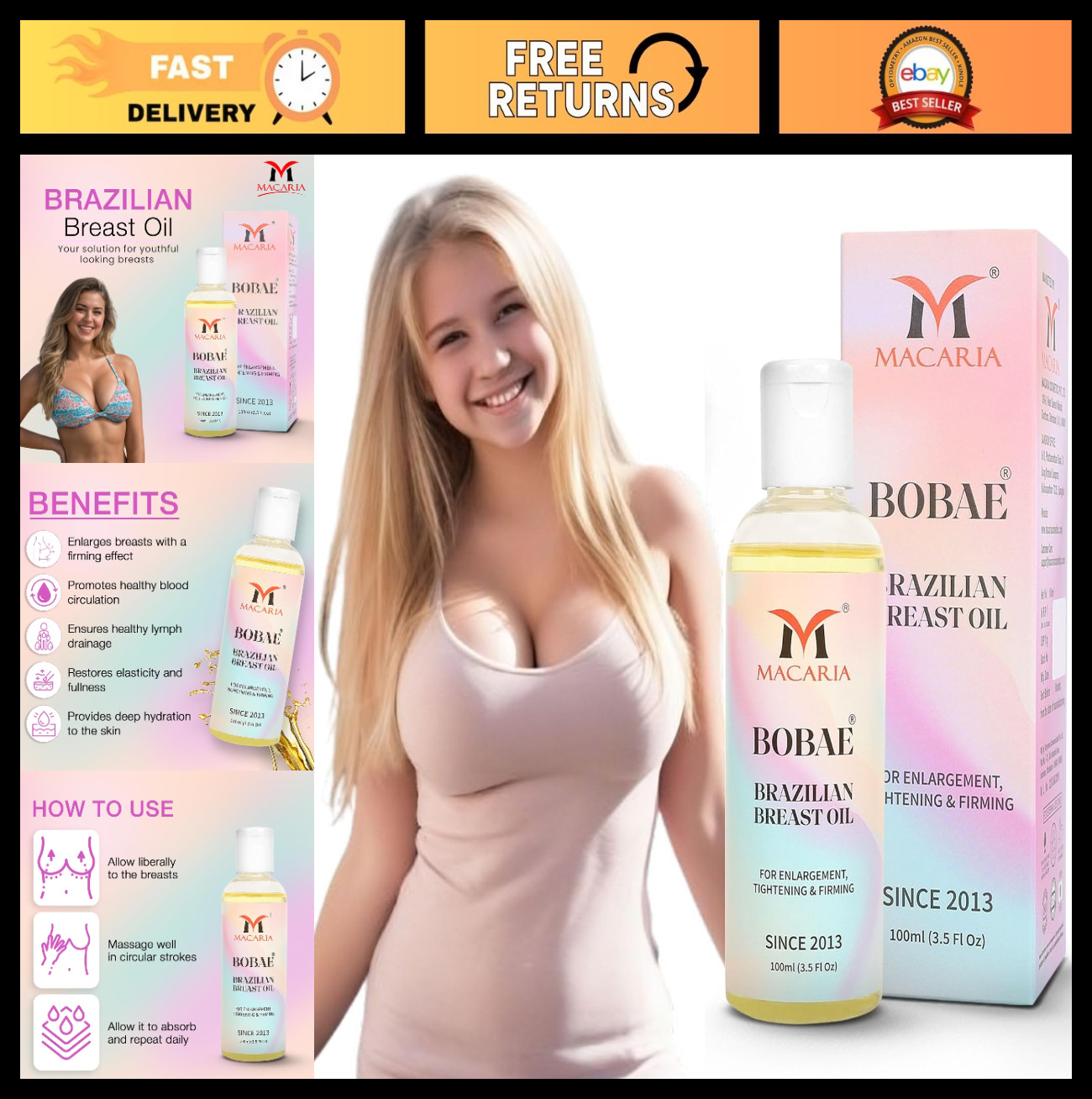 Brazilian Breast Tightening Oil – Firming & Toning Massage for Bust Enhancement