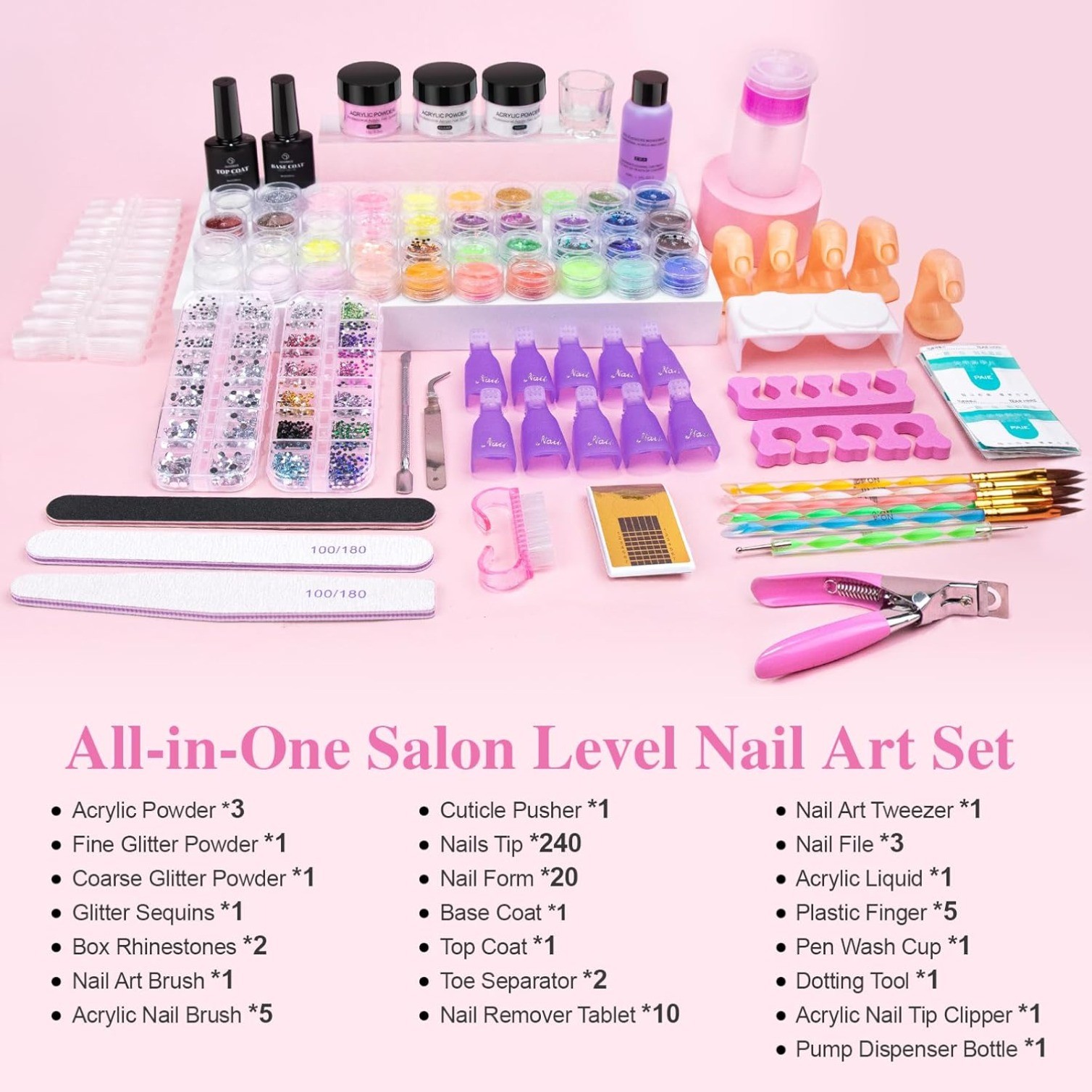 78-IN-1 Acrylic Nail Kit for Beginners, 51 Colors Acrylic Powder Nail Kit