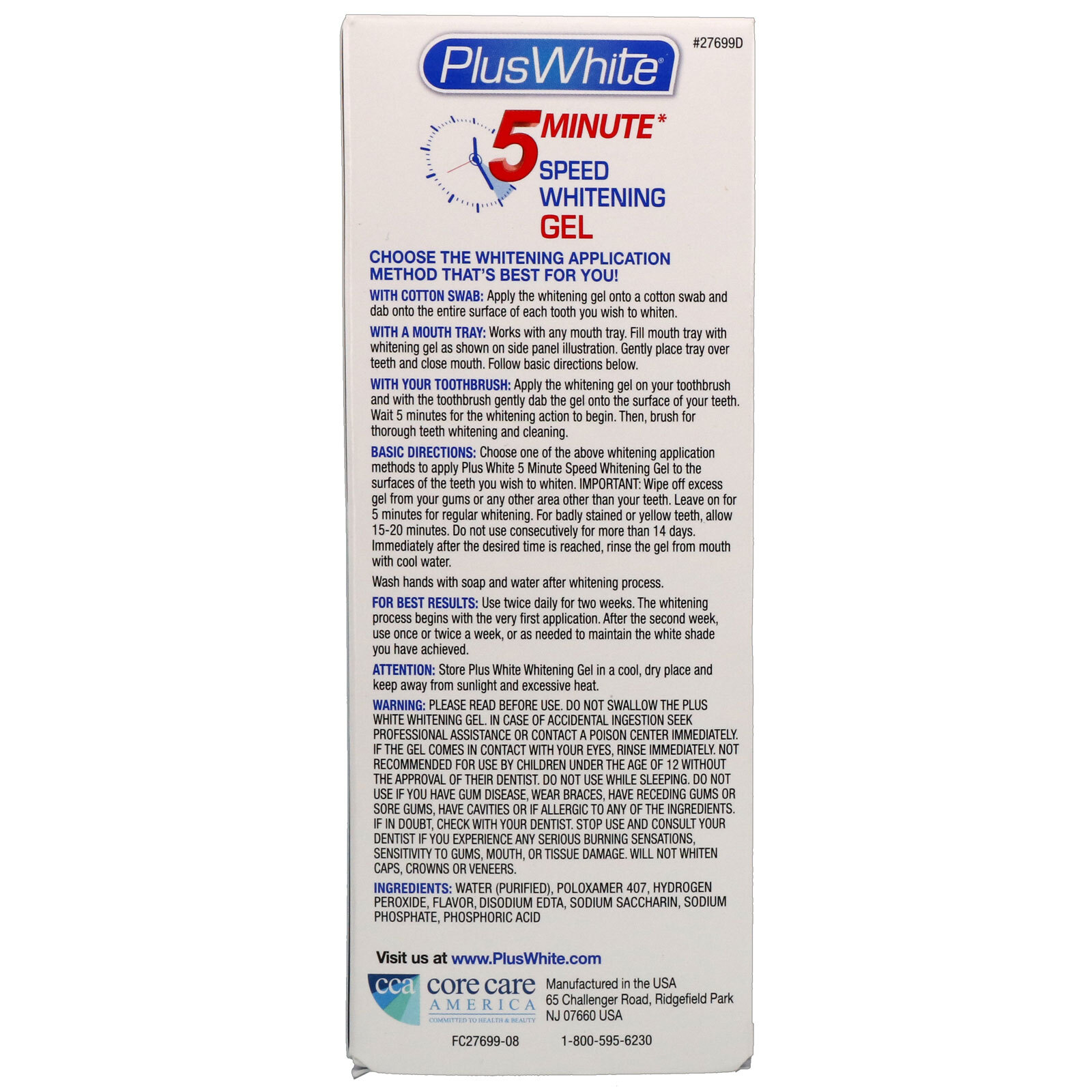 Plus White 5 Minute Premier Speed Whitening Gel Enamel Friendly, 2.0 Ounce each