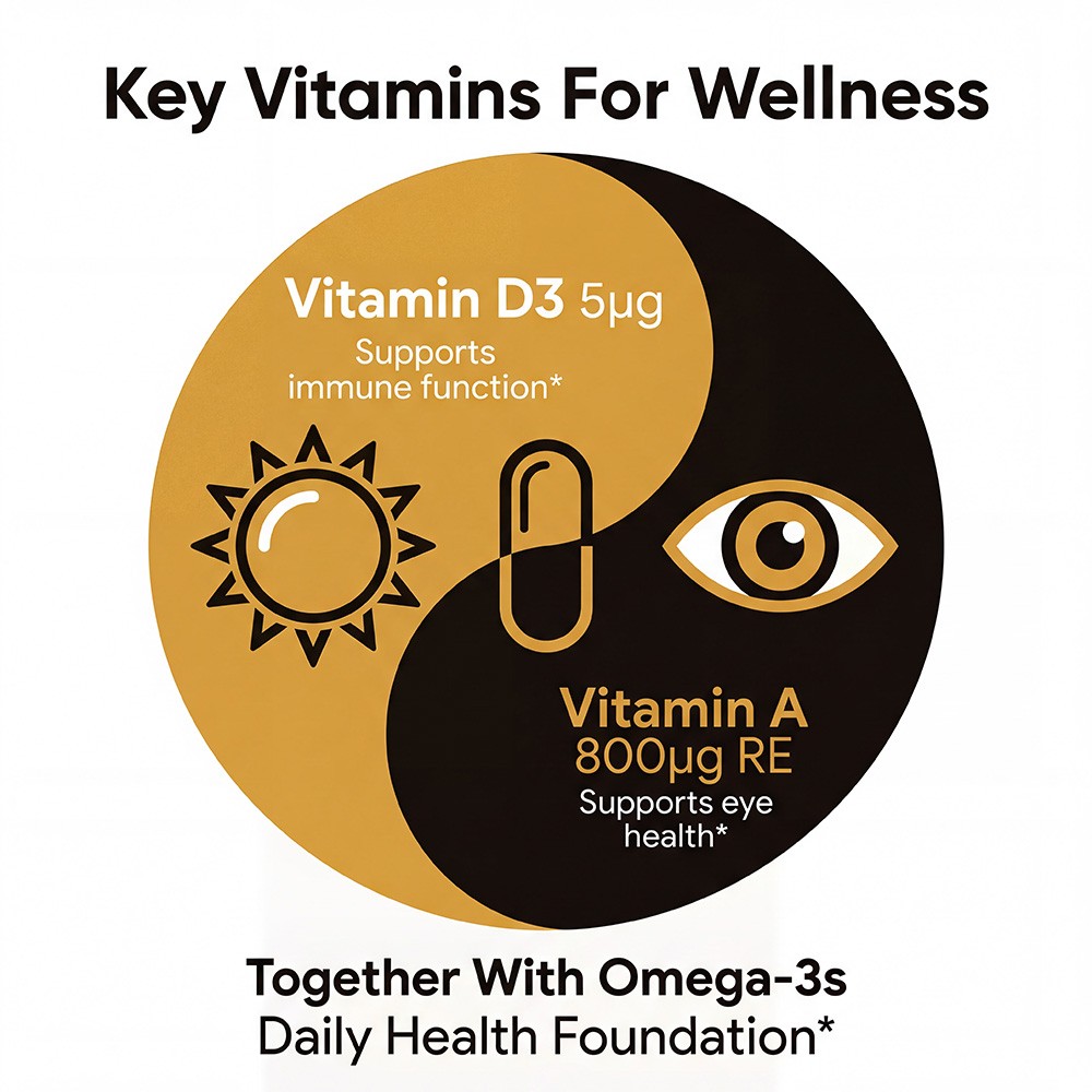 Cod Liver Oil 1000mg Supplement EPA DHA Vitamin A D Eye Health 30/60/120Capsules