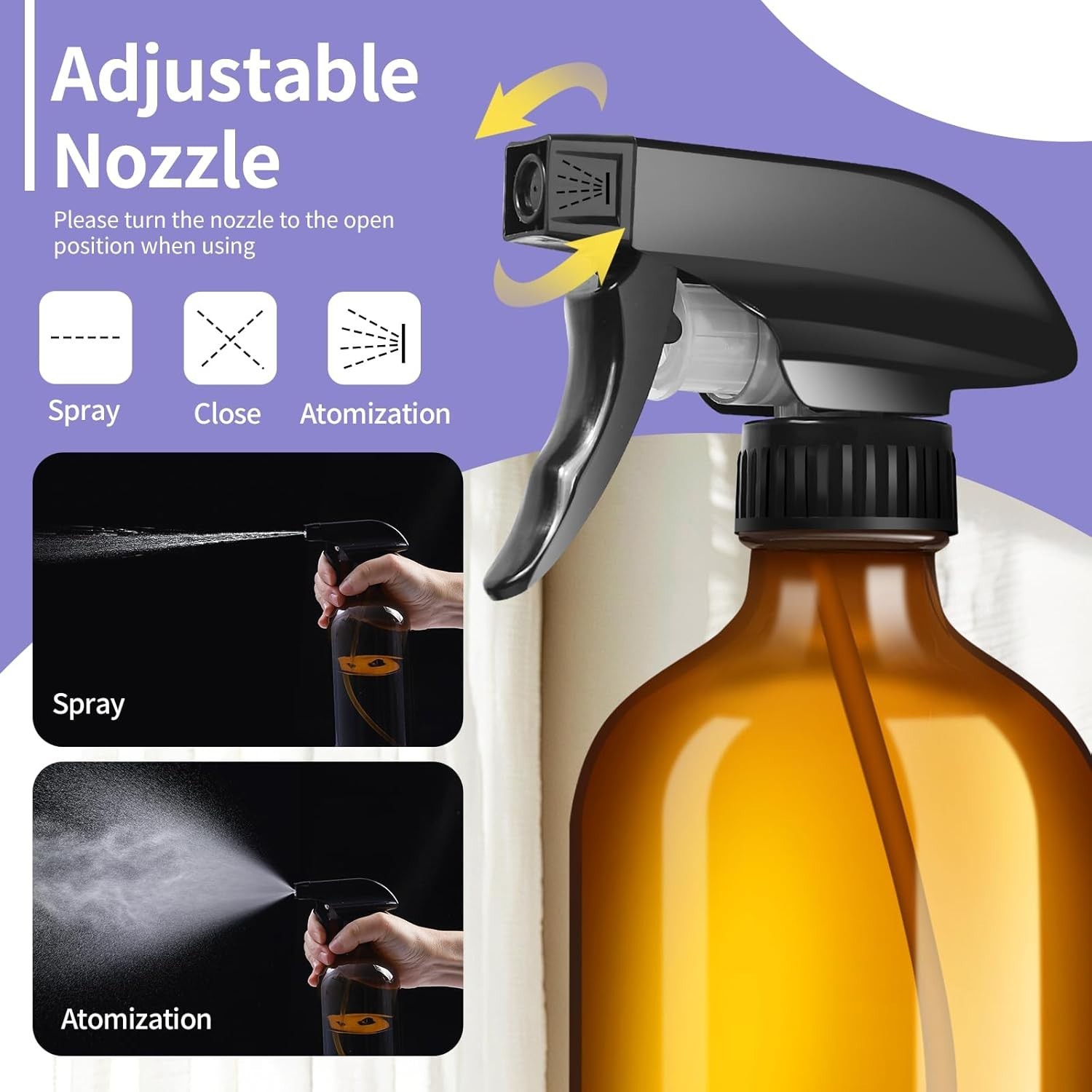 Versatile 9 Pack Amber Glass Spray Bottles – Perfect for Cleaning & Aromatherapy