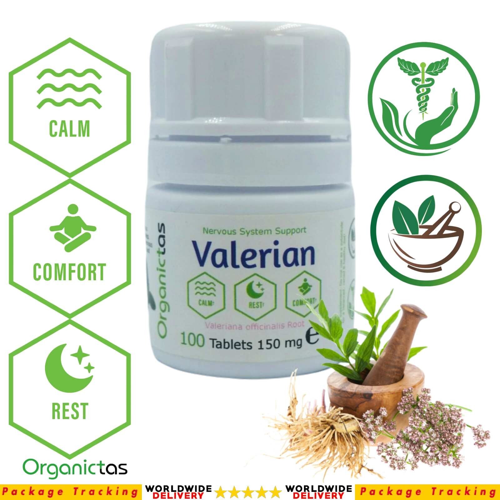 VALERIANA ROOT EXTRACT 75mg Valerian Sleeping Aid Sleep Disorder 100 Tablets