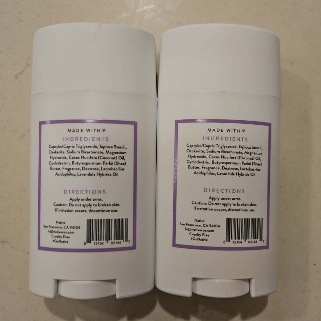 Native Lilac & White Tea Deodorant Stick Aluminum Free 2.6 oz X2