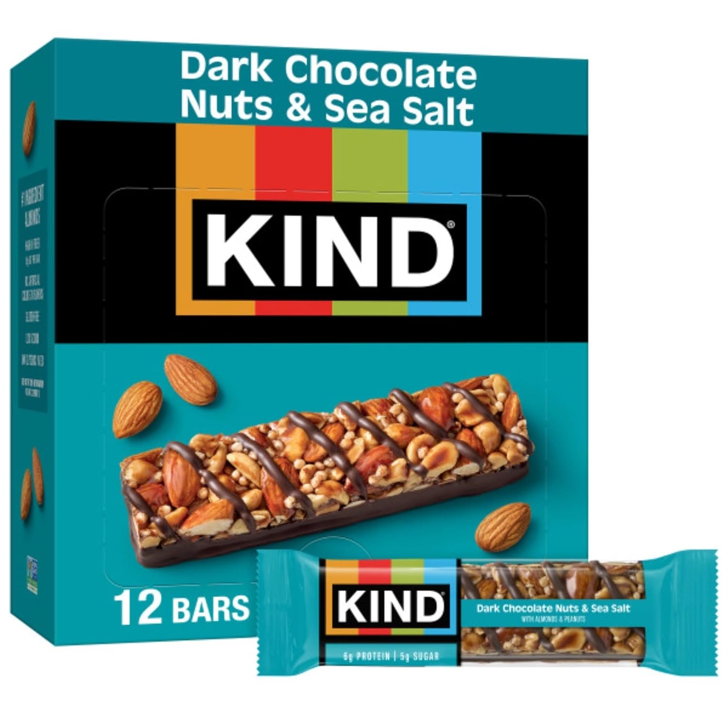 KIND Healthy Snacks Bars Dark Chocolate Nuts & Sea Salt Gluten Free Low Sugar
