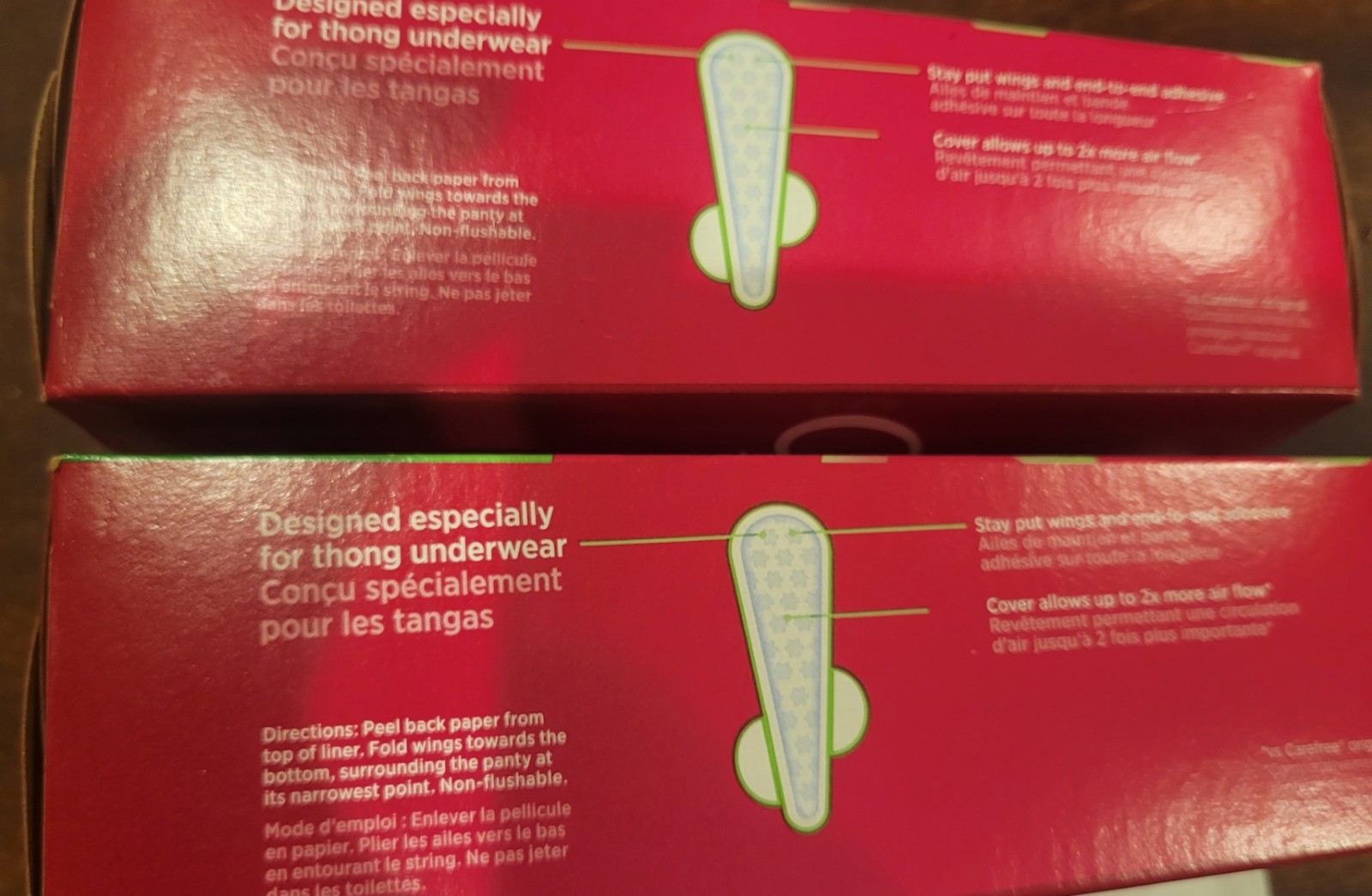 2 pkts Carefree THONG REGULAR LINERS With stay put wings 49 count each