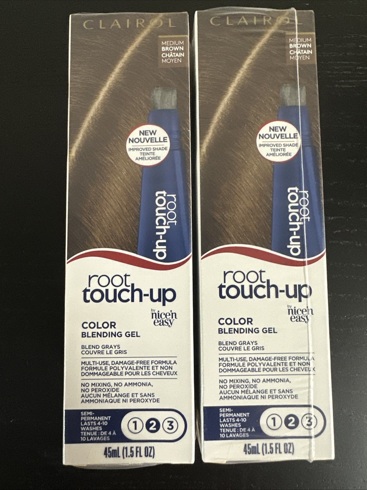 Lot of 2 CLAIROL Root Touch-Up Color Blending Gel, Medium Brown (45 mL) [NEW]