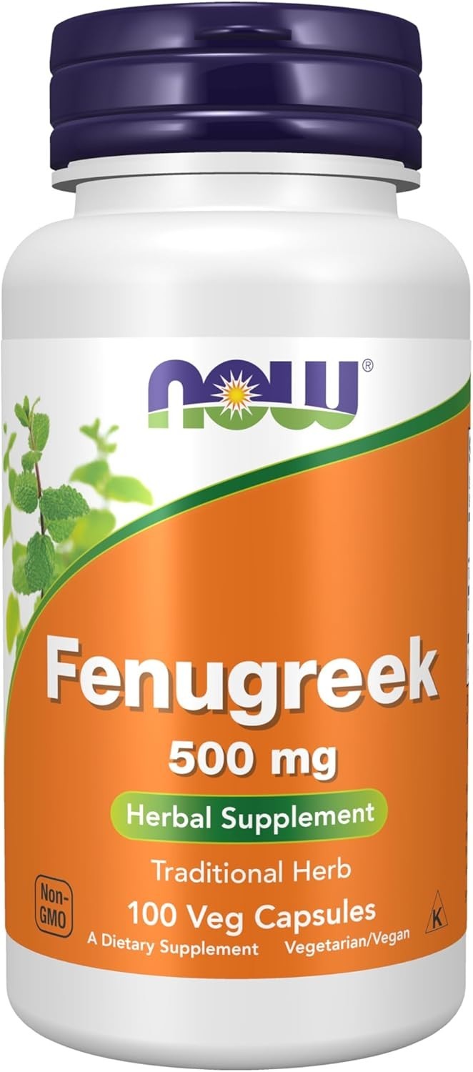 NOW Foods Fenugreek 500mg 100 Veg Capsules Herbal Supplement