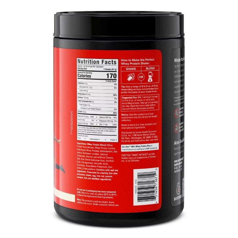 Six Star 100% Whey Protein Plus – Vanilla Cream:Gluten-Free Muscle Growth Powder