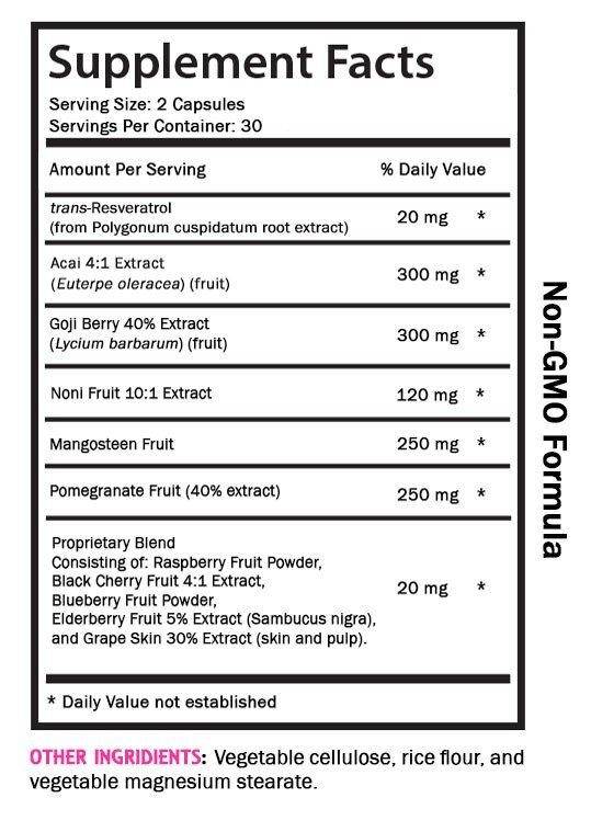 Acai Berry – RESVERATROL COMPLEX – Wellness synergy 3 Bottle 180 Capsules