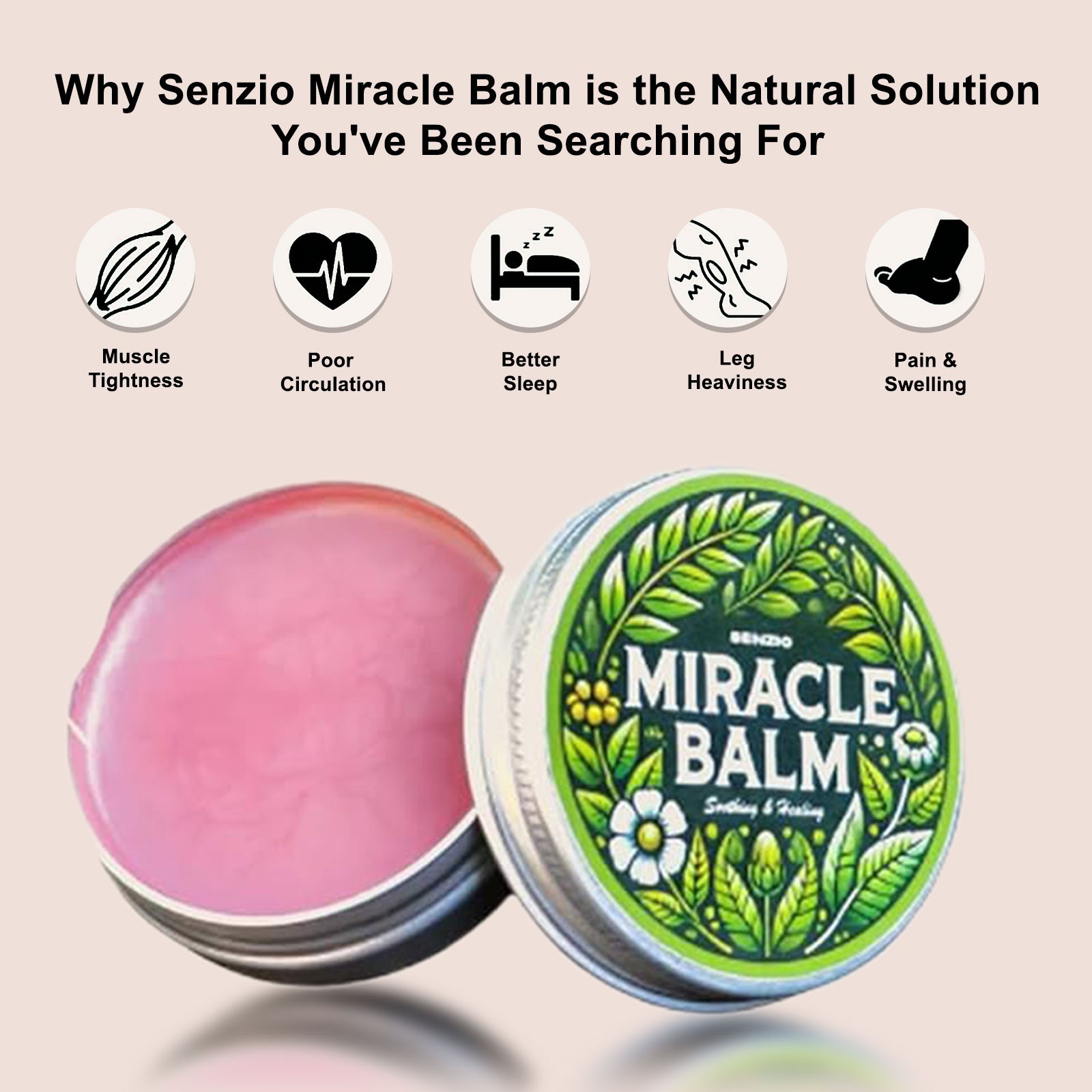 Senzio Herbal Balm Swollen Legs Nerve Discomfort Circulation Support