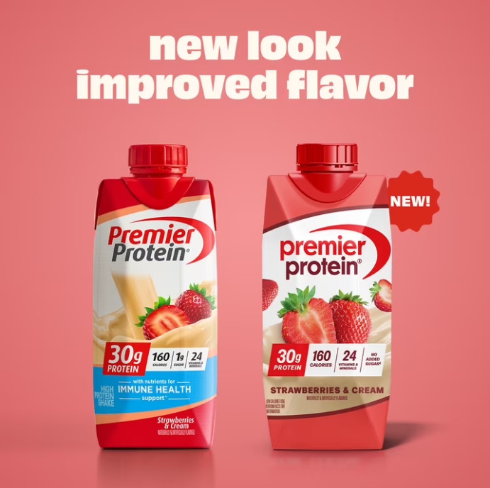 (2 pack)Premier Protein Shake, Strawberries & Cream, 30g Protein,11 Fl Oz, 12 Ct