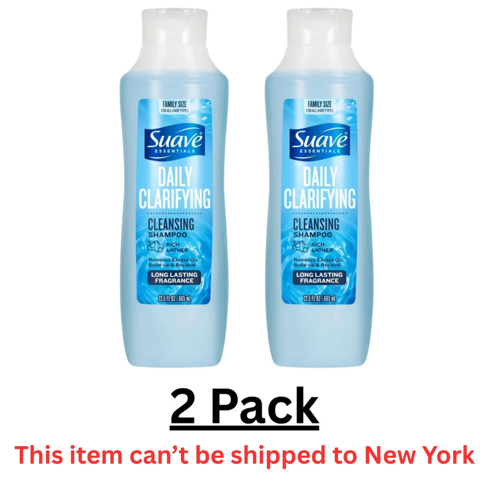 (2 Pack) Suave Essentials Daily Shampoo 22.5 fl oz Various Scents Available