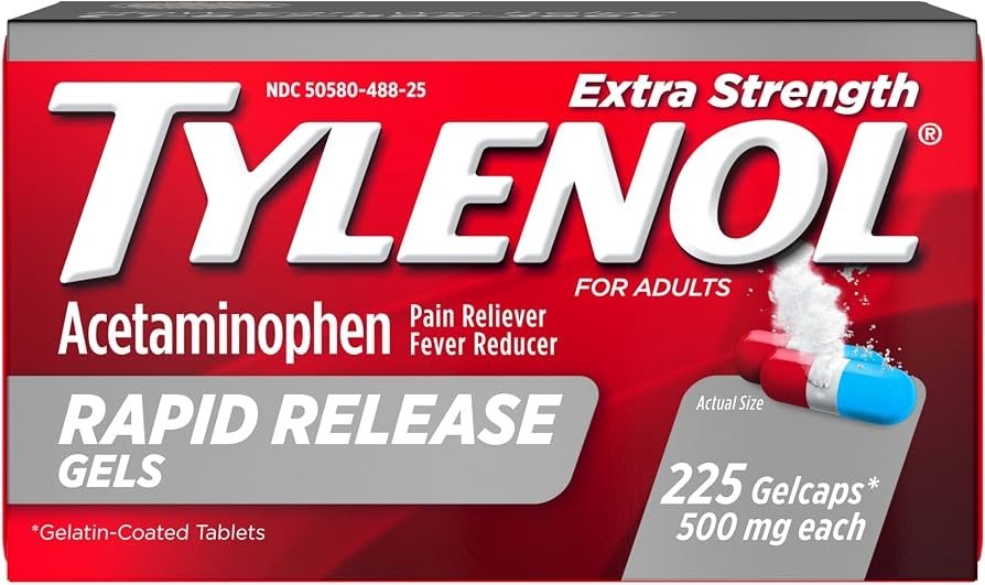 Tylenol Extra Strength Rapid Release Gels 500mg Acetaminophen – 225 Gelcaps