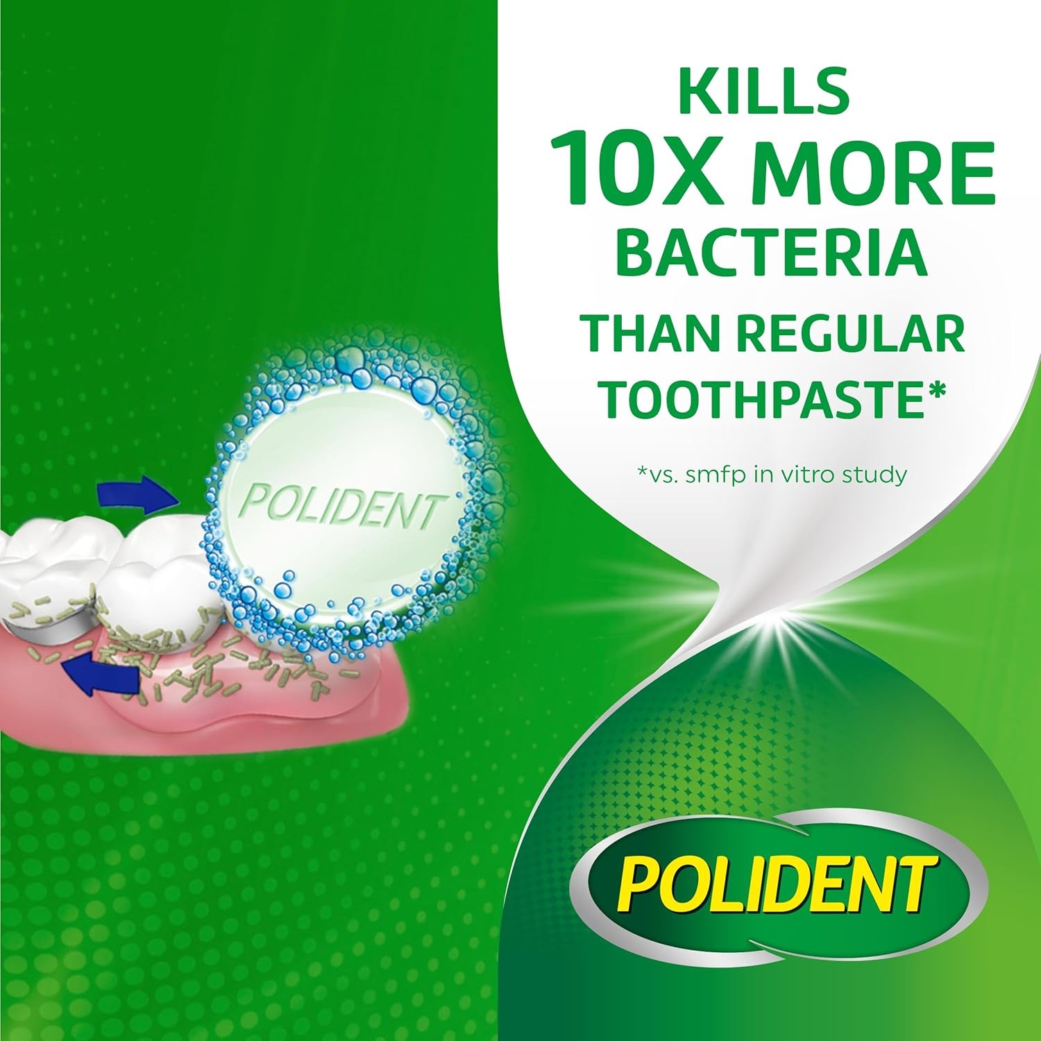 Polident Overnight Whitening Antibacterial Dental Appliance Cleanser Tablets, 90