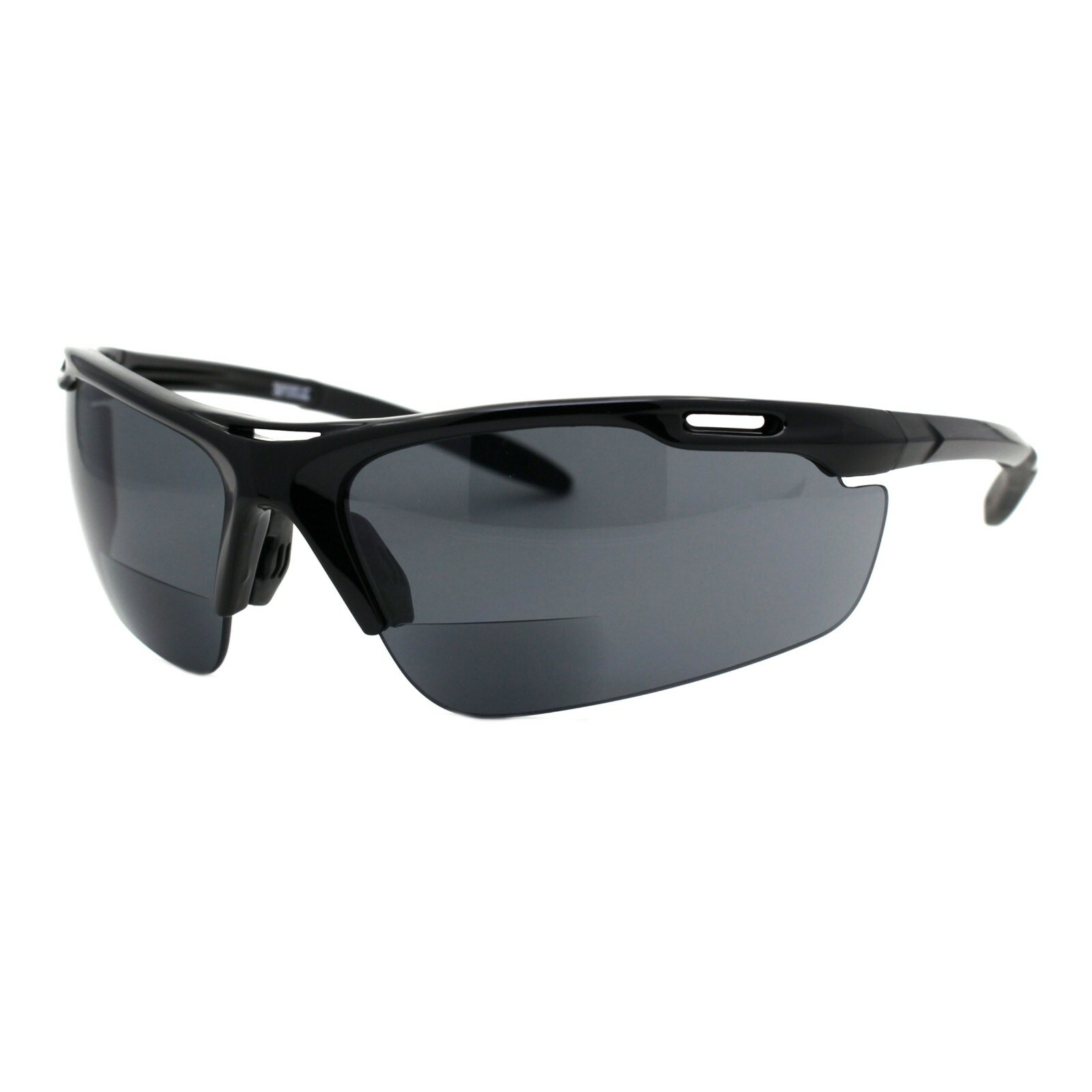 Bifocal Reading Sunglasses Mens Half Rim Wrap Around Sporty Reader UV 400