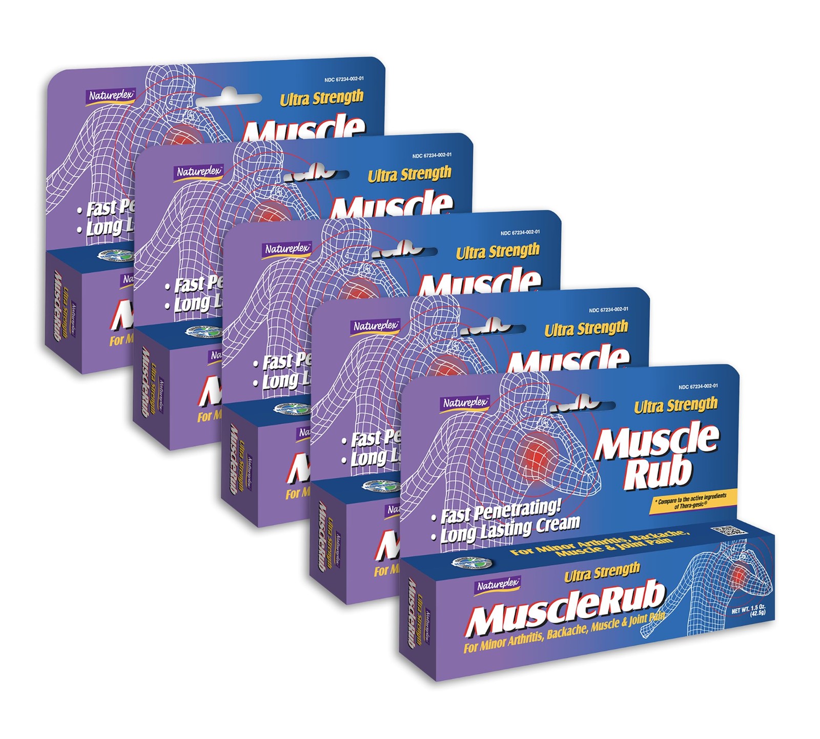 Muscle Rub Cream Ultra Strength Menthol Methyl Salicylate 1.5 oz Pack of 5