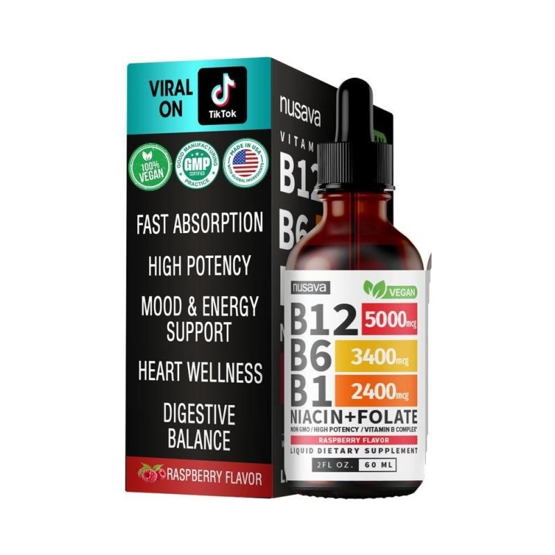 Nusava Vitamin B complex – B 12, B 6 & B 1 + Niacin & Folate 60ML Free Shipping