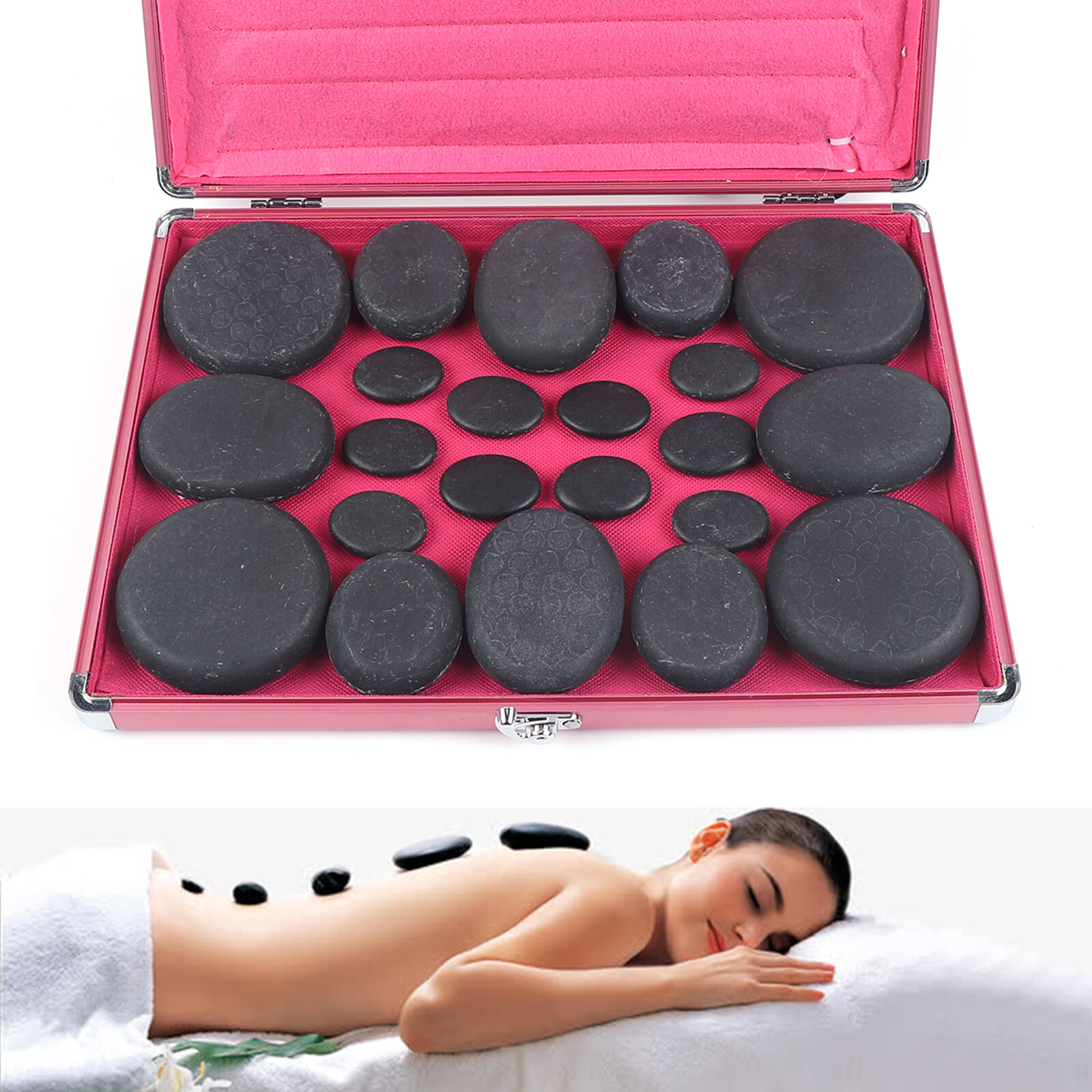 Hot Stone Heater Kit 20Pc+ Large Heat Case W/ US Standard Plug Hot Spa Massage