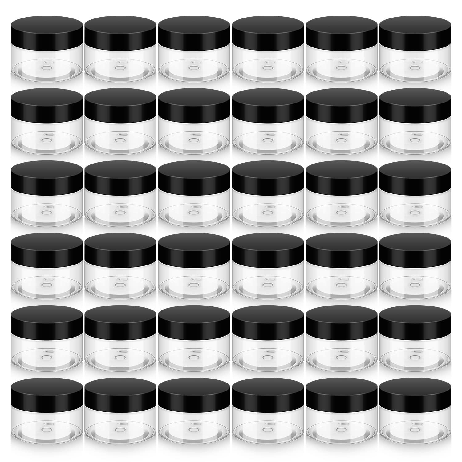 36 Pack 1 OZ Plastic Jars with Lids, BPA Free, Reusable, Refillable Transparent