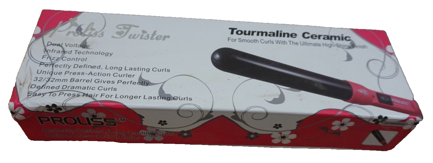 Proliss Twister Tourmaline Ceramic Hair Curling Iron For Smooth Curls 32 mm Pink