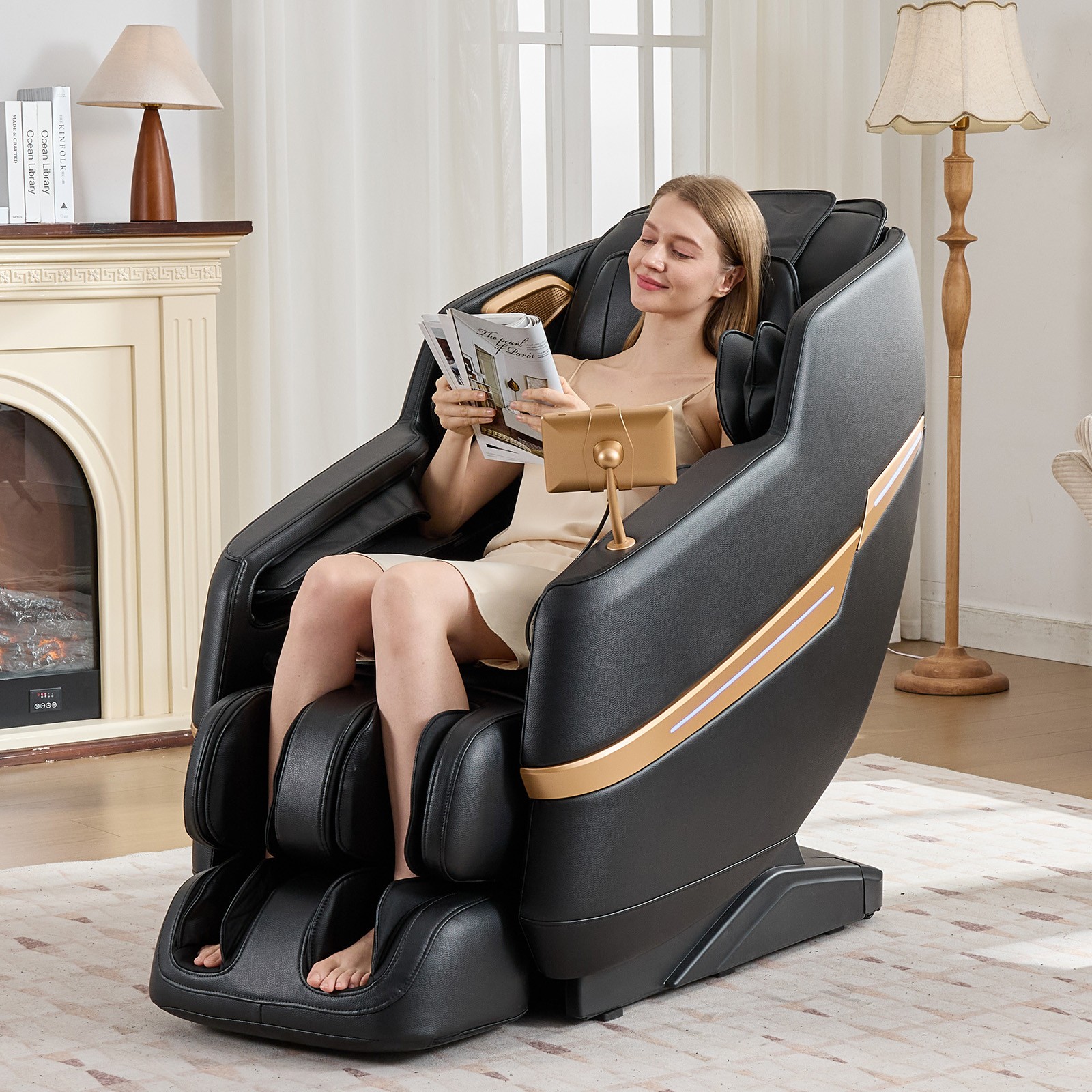 Full Body Zero Gravity Recliner Massage Chair 8 Points,Shiatsu,Heat,Foot Roller