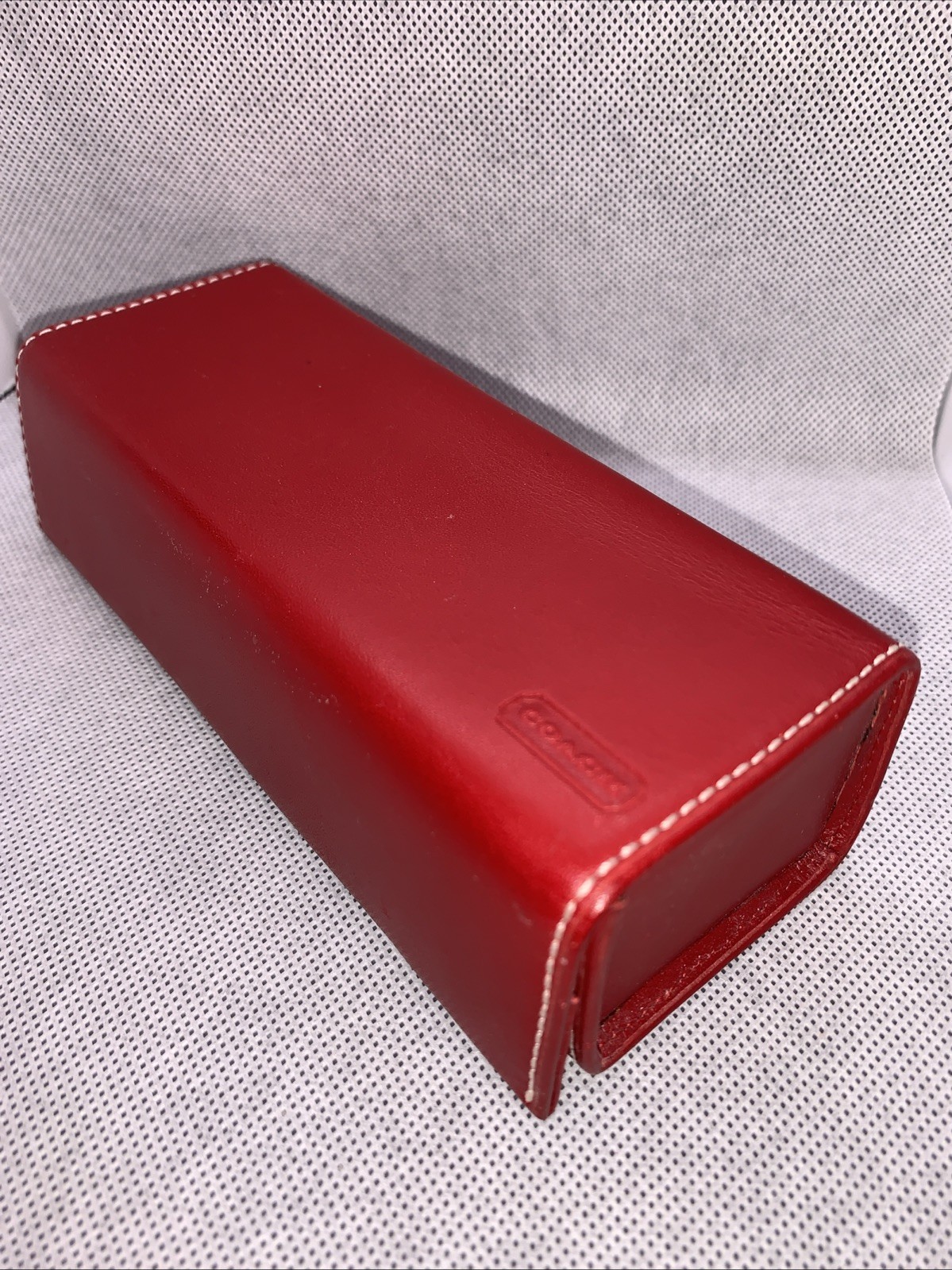 Coach Eyeglass Case Red Leather Hard-Sided Vintage w Snap Closure